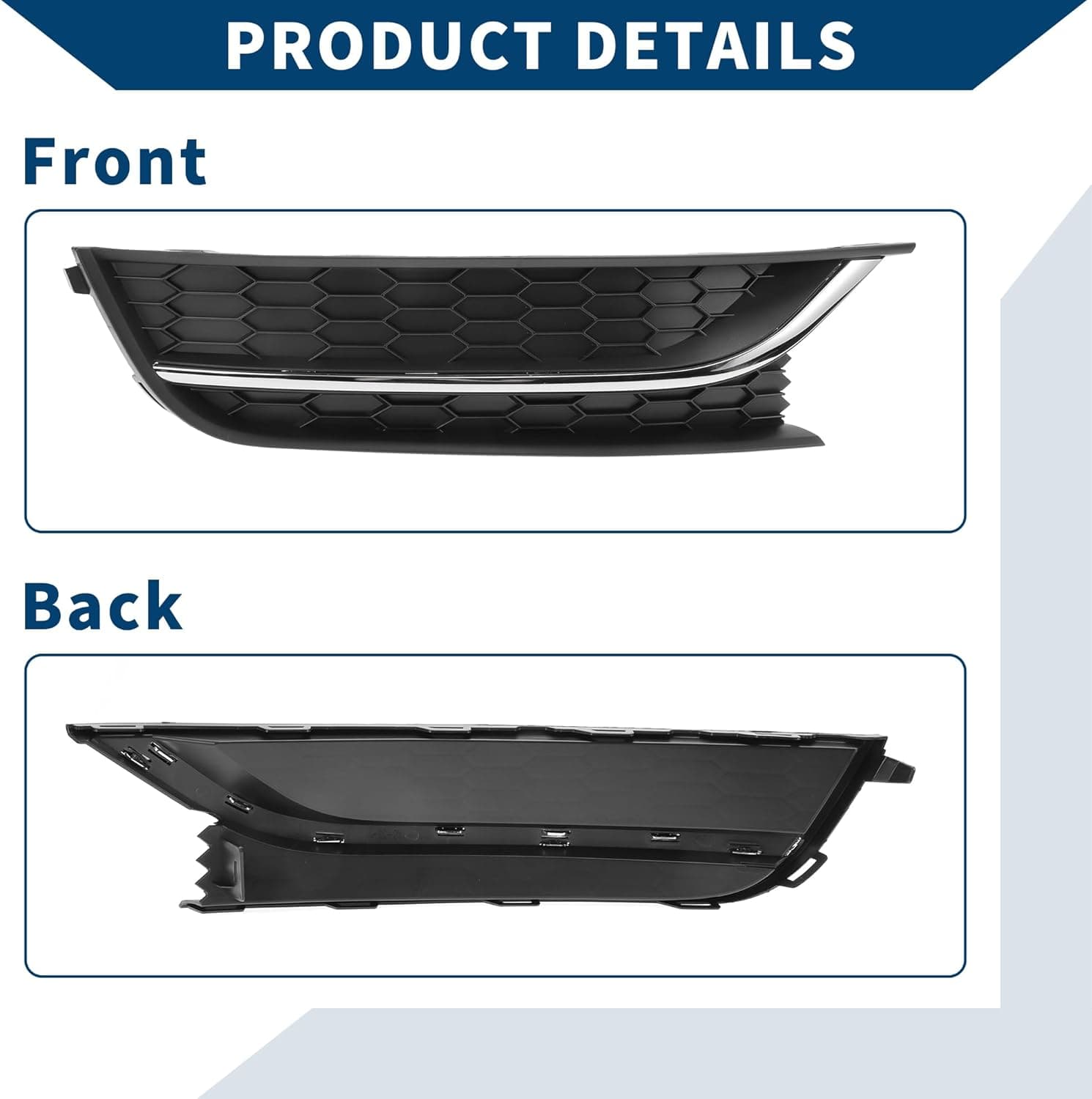 No.561853666C Fog Light Grill for Volkswagen Passat 2012-2015 Front Right Front Lower Bumper Fog Light Cover Inserts ABS 1 Pc Black Silver Tone - Image 7