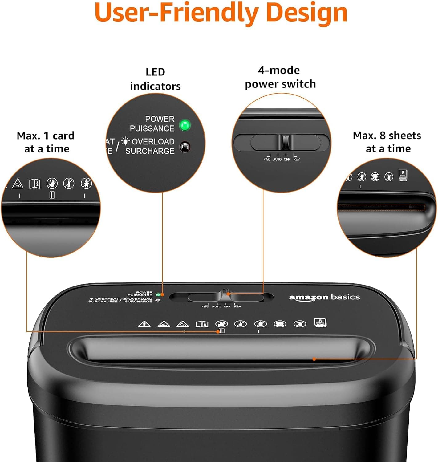 Amazon Basics 8-Sheet Cross Cut Paper Shredder and Credit Card Shredder - Black 8 Sheet Black - Image 2