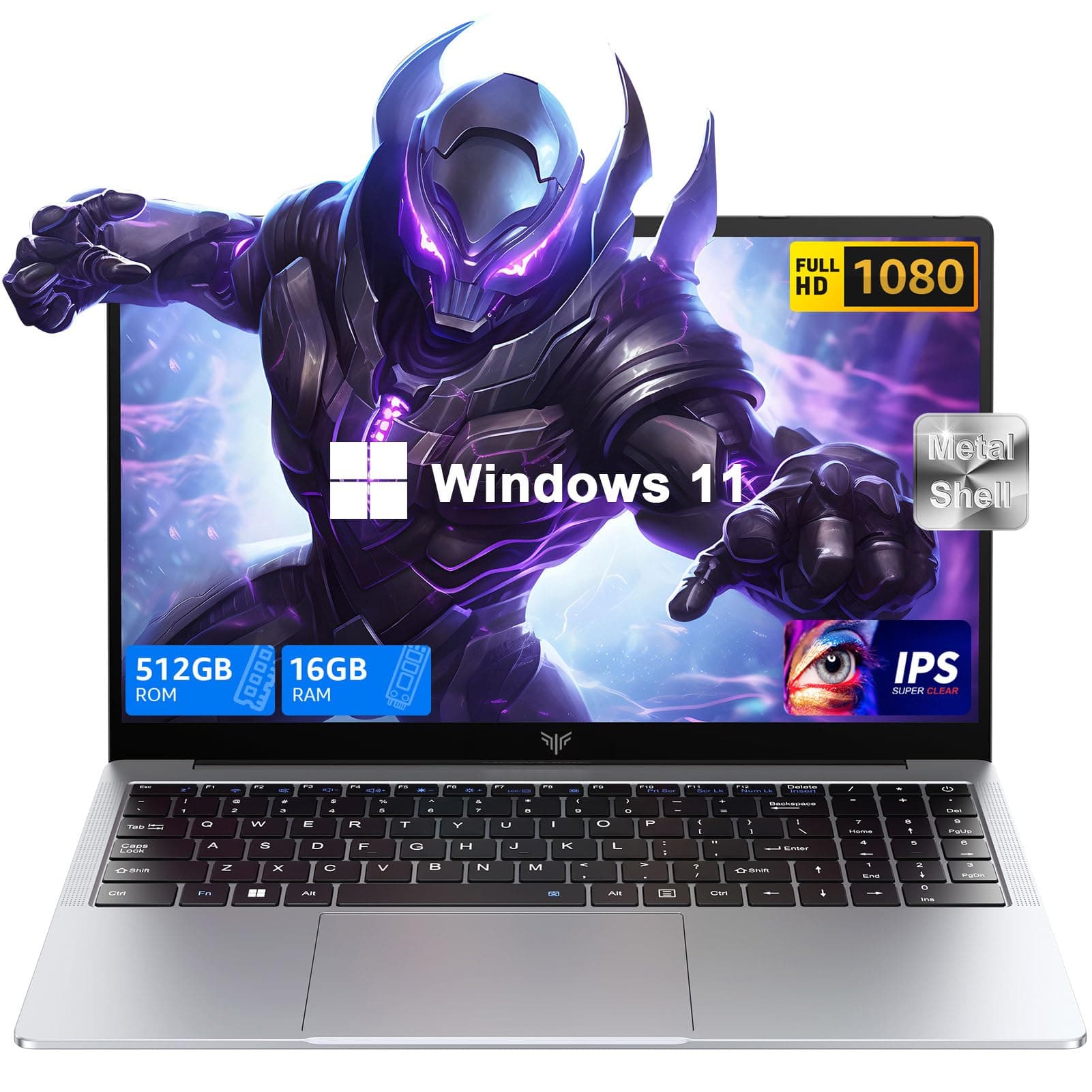 Laptop, Laptop Computer with Intel N97 Processor(Up to 3.6GHz), 16GB DDR4 512GB SSD Windows 11 Laptop for Home Business and Student, 1080P, USB3.2,Long Battery Life