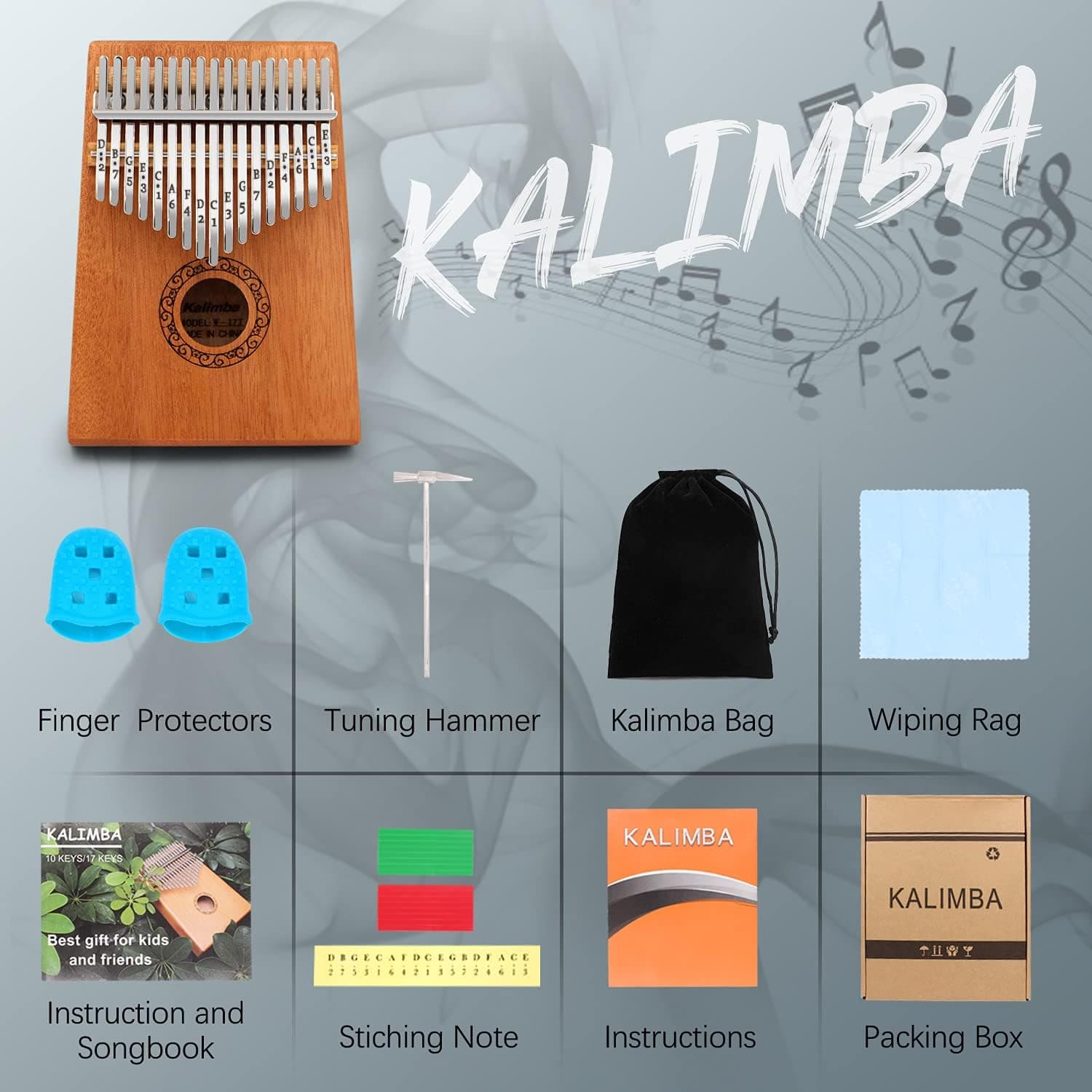 Kalimba Piano de Pulgar, YUNDIE Piano de Dedos Portátil de 17 Teclas Mbira con Martillo de Afinación e Instrucciones, Regalo de Instrumentos Musicales para Adultos Principiantes Profesionales (Marrón) 17 teclas Marrón - Image 4