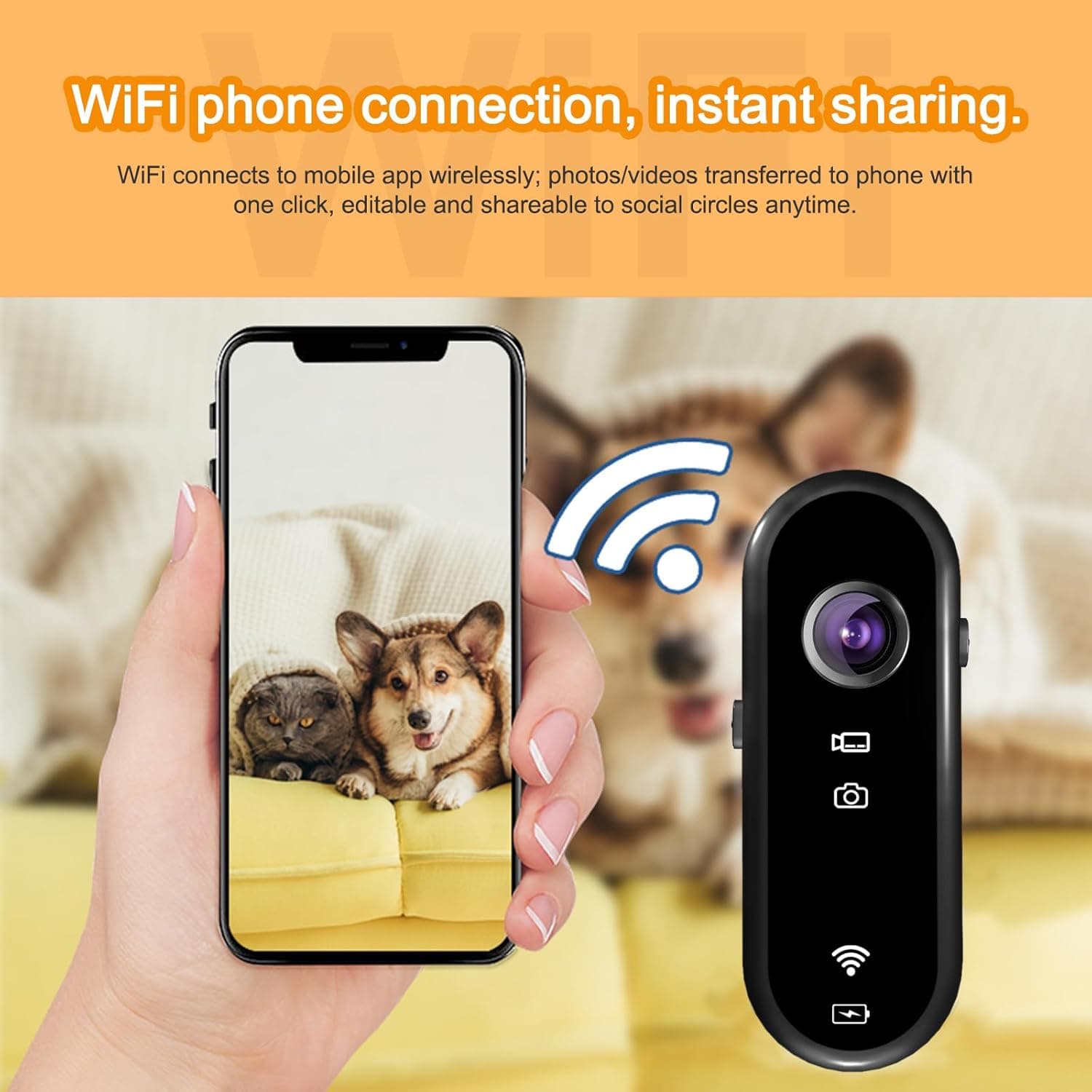 HD 1080P Pet Camera Collar with Video Record, Wireless Mini Sport Cam Built in WiFi, Small Body Action Cameras for Pet Supplies/Cycling/Travel/Walking - Image 5
