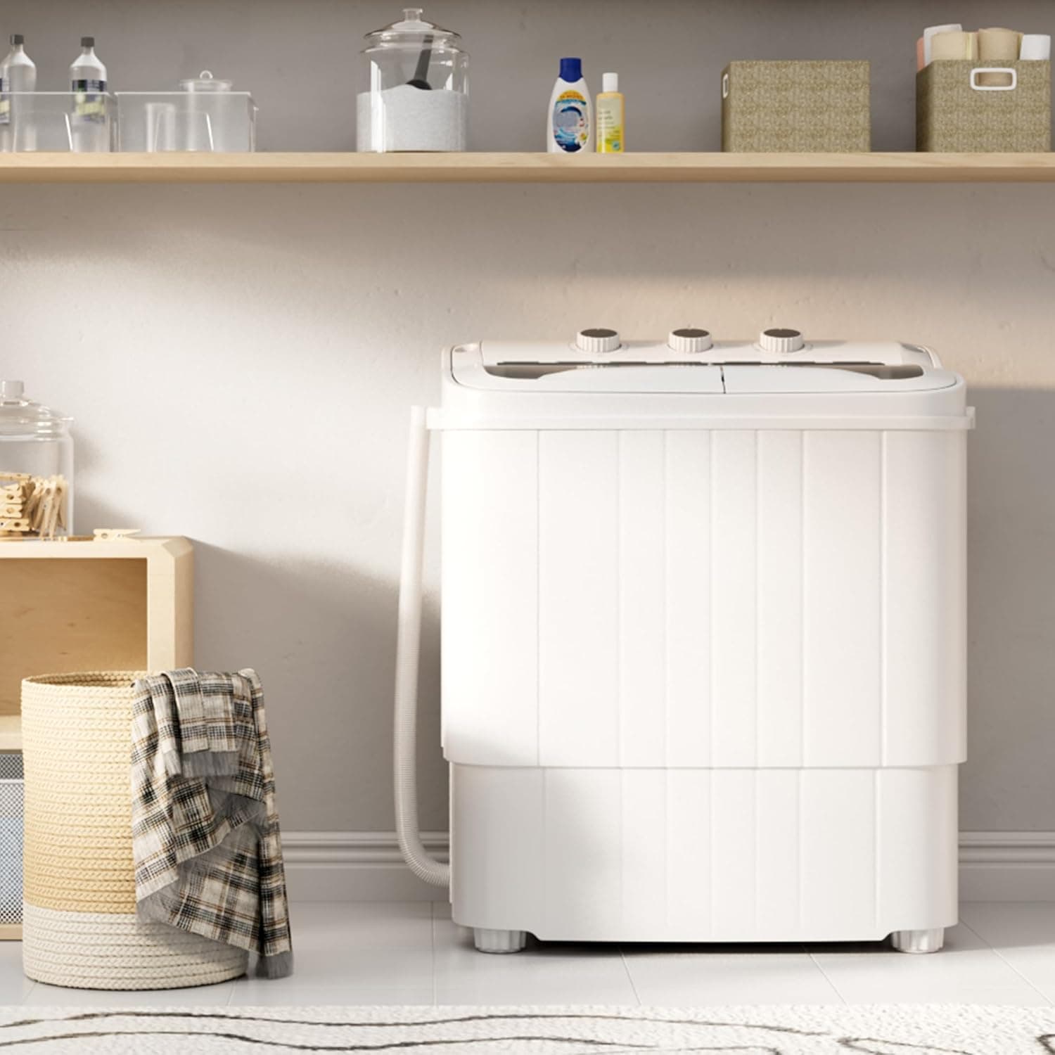 Pataku Portable Washing Machine, 17.6 Lbs Compact Mini Washer and Dryer Combo,Twin Tub Laundry Washer with Spin Cycle, Soaking Function Ideal for Apartment, Dorms, RVs Camping, Grey Grey 17.6LBS - Image 2