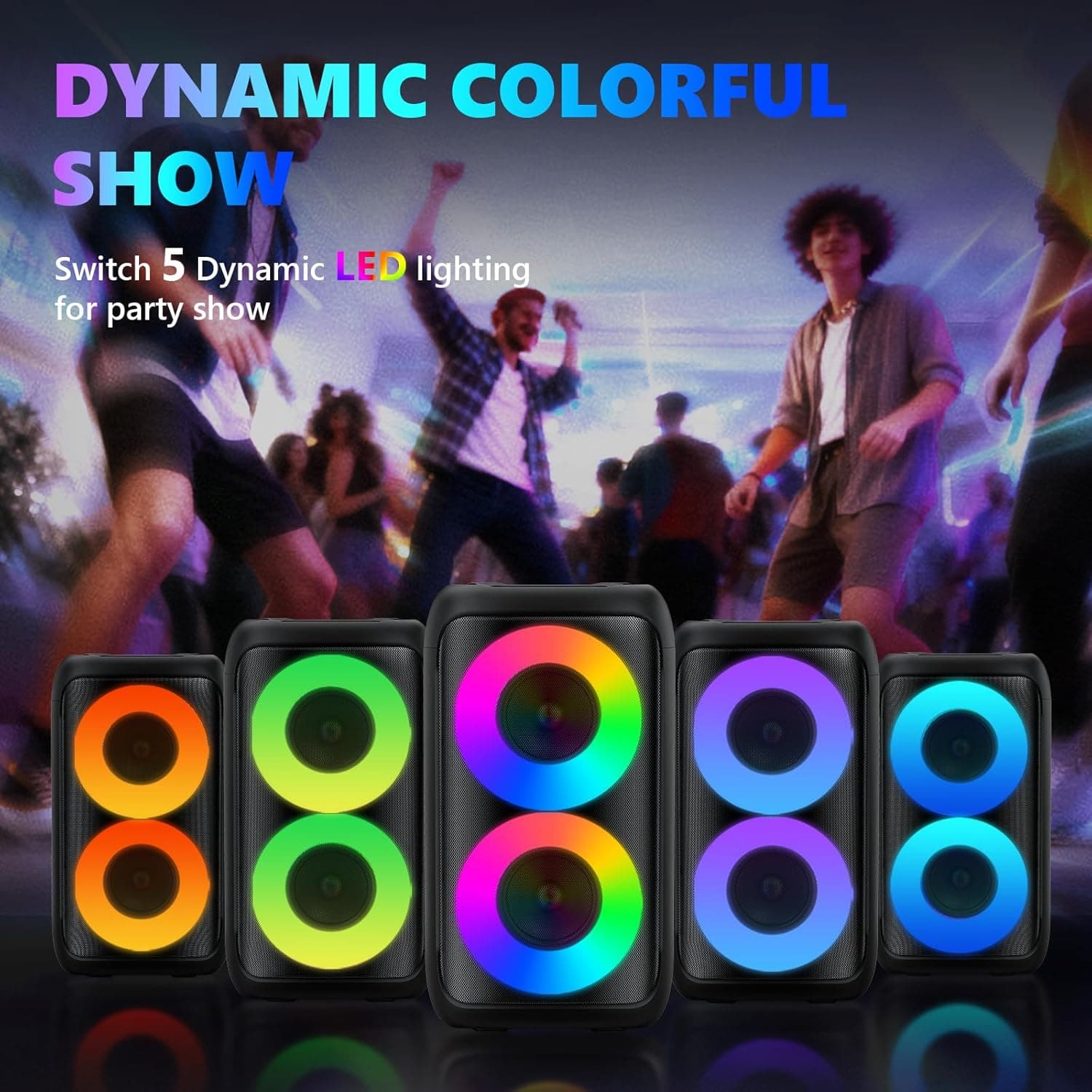 Karaoke Machine, Portable Bluetooth Speaker with 2 Wireless Karaoke Microphones, Karaoke Machine for Adults Kids with PA System,Stage Monitors Support TWS/TF/USB/AUX for Home Party Stage,Xmas Gifts Black - Image 5