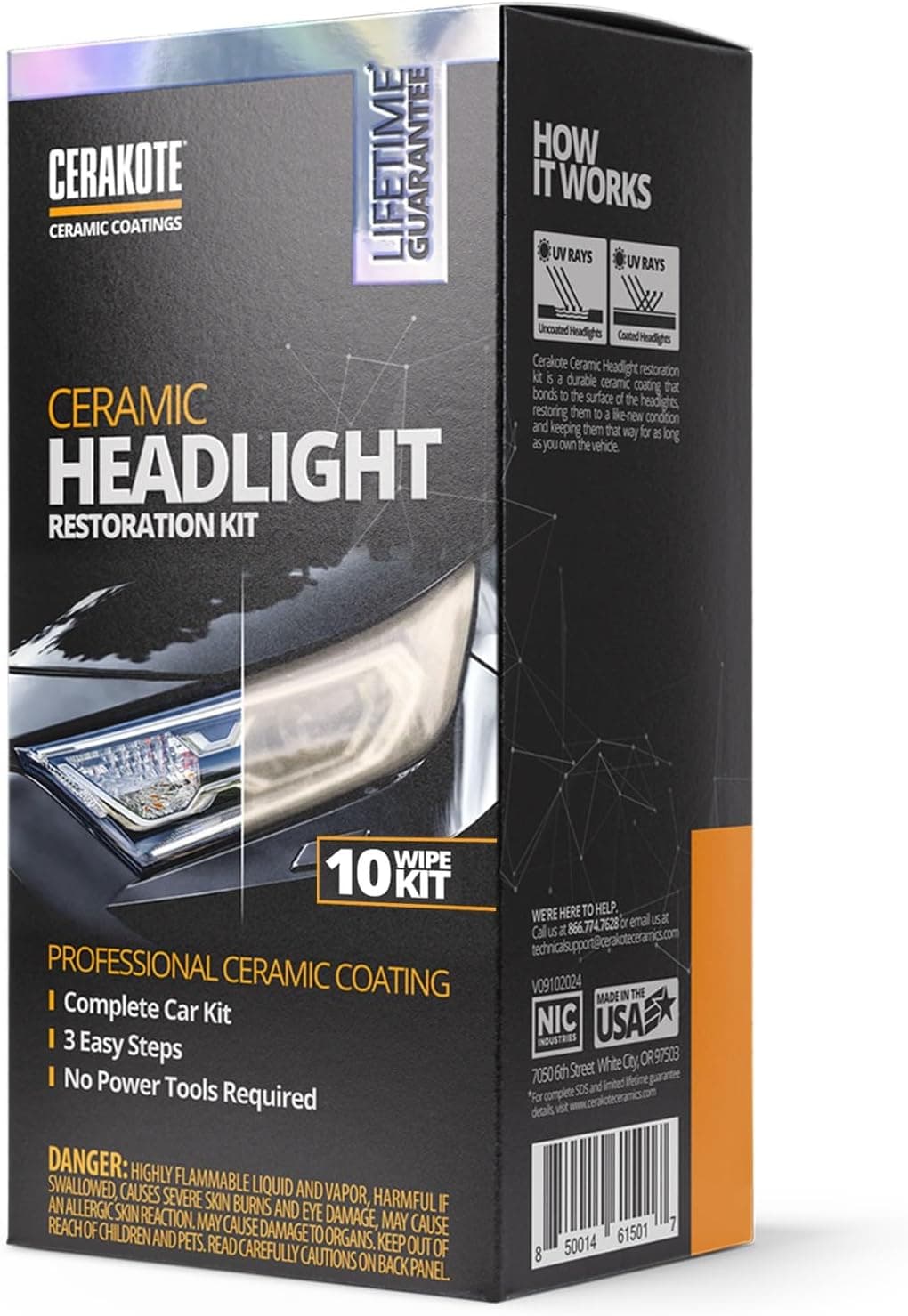 CERAKOTE® Ceramic Headlight Restoration Kit – Guaranteed To Last As Long As You Own Your Vehicle – Brings Headlights Back to Like New Condition - No Power Tools Required - 10 Wipe Kit 1 VEHICLE KIT - Image 2