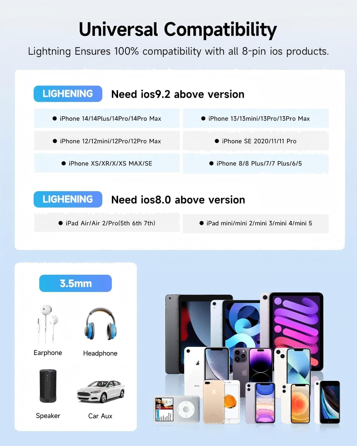 [Apple MFi Certified] 2 Pack Lightning to 3.5 mm Headphone Jack Adapter, iPhone Aux Adapter Converter Dongle Audio Cable Compatible with iPhone 14 13 12 11 X XS 8 7 1 White/Lightning 2Pack - Image 4