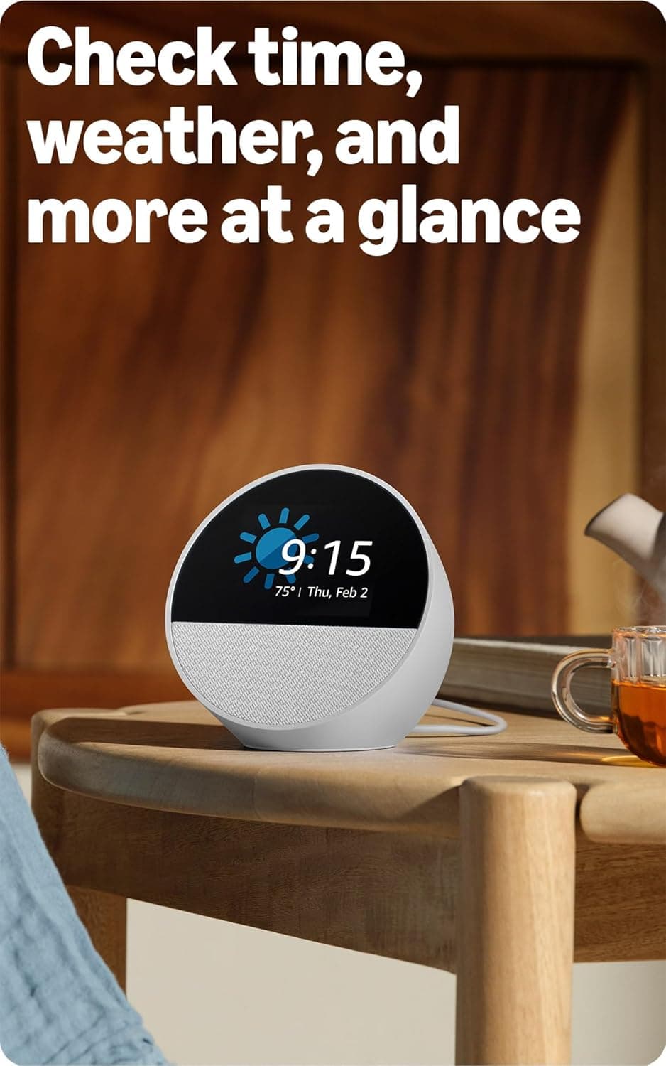 Amazon Echo Spot, Great for nightstands, offices and kitchens, Smart alarm clock with Alexa, Black Black Device only - Image 5