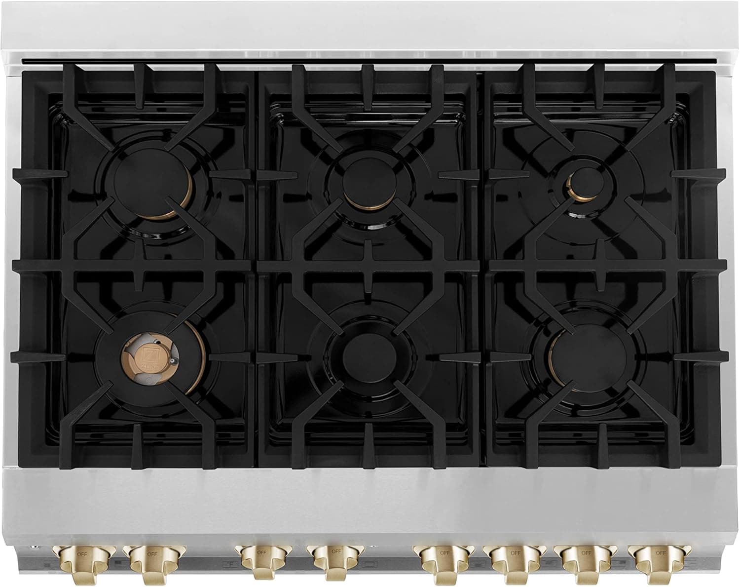 ZLINE Autograph Edition 36 in. 4.6 cu. ft. Legacy Dual Fuel Range with 6 Burner Gas Cooktop and Electric Convection Oven in Stainless Steel and Polished Gold Accents (RAZ-36-G) - Image 5