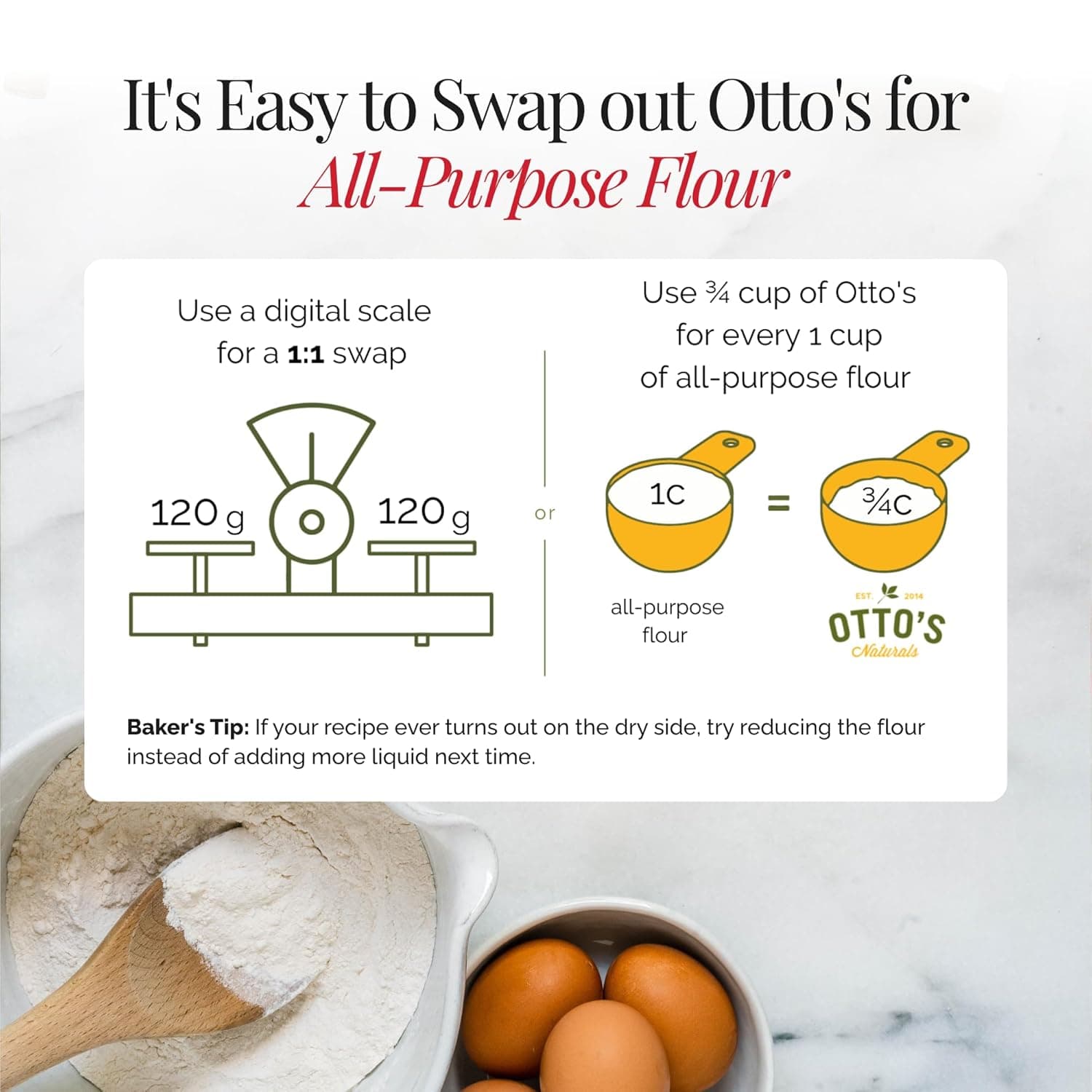 Otto's Naturals Multi-Purpose Cassava Flour, Non-GMO, Gluten-Free, Grain, Nut and Gum-Free, 1-to-1 Wheat Flour Alternative, Paleo, AIP, 2 lb 2 Pound (Pack of 1) - Image 8