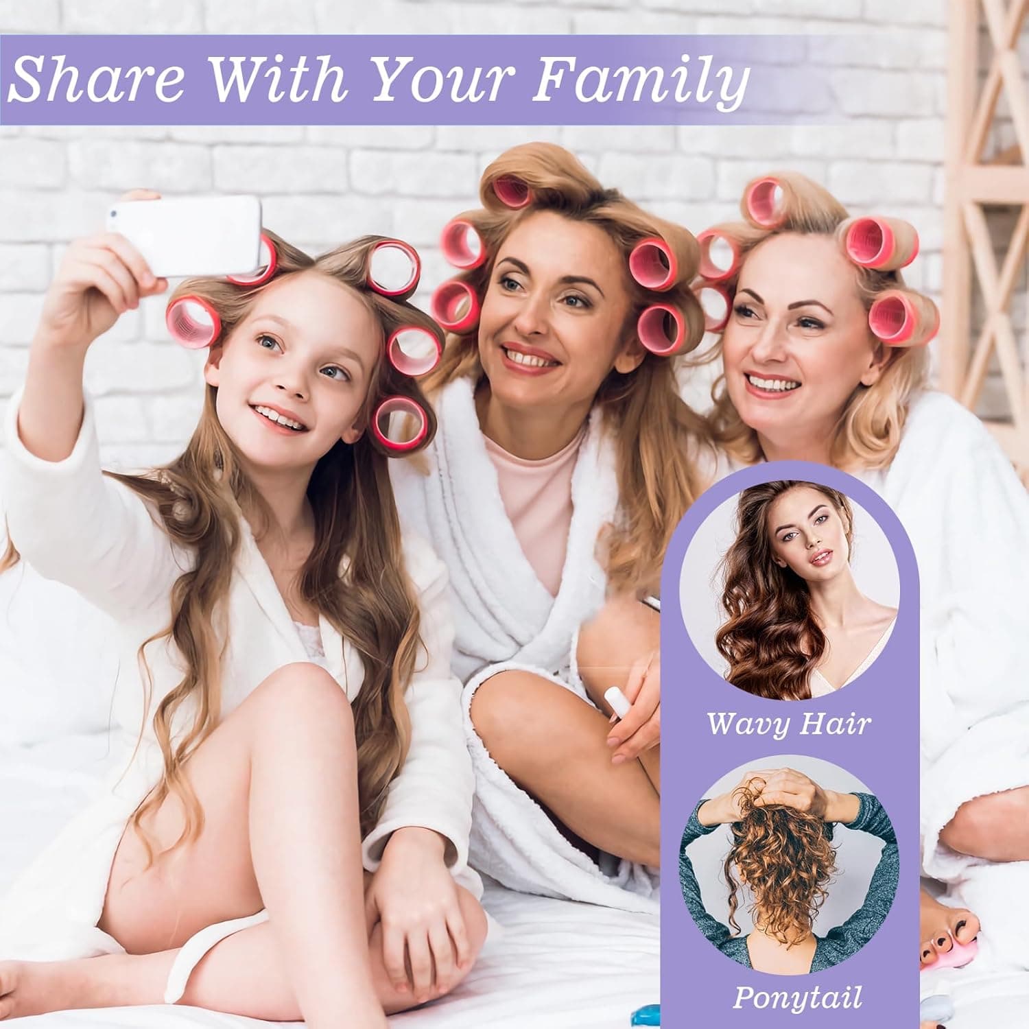 5 Size Hair Rollers, 72Pcs Roller Set, Hair Curlers for Blowout Look Long, Short Hair, Jumbo Large Big Small 30 Hair Rollers, 40 Roller Clips, Tail Comb, Storage Bag pink - Image 8