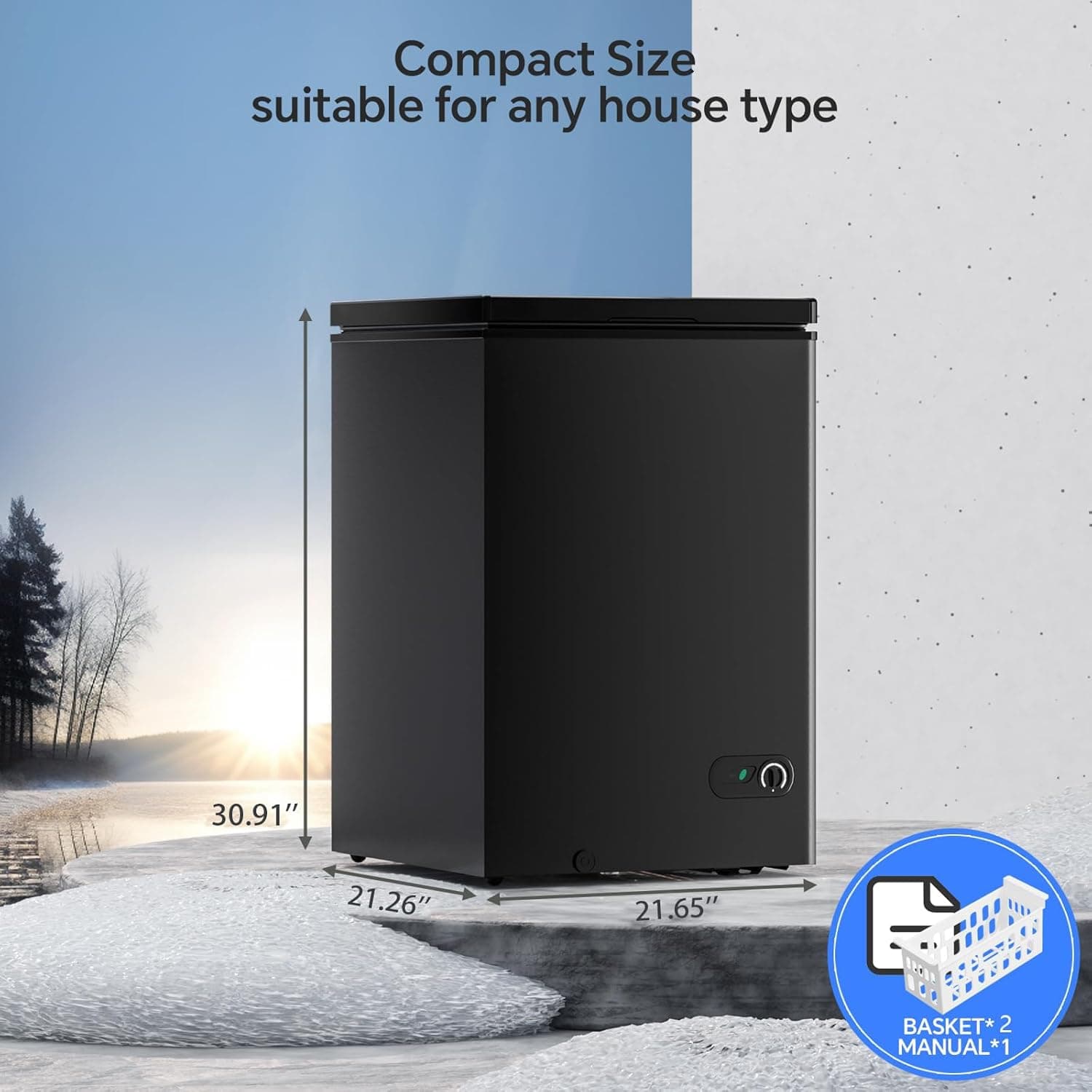 Kismile Congélateur Coffre de 3,5 Pieds Cubiques avec 2 Panier Amovibles, Congélateur Compact à Ouverture Par le Dessus - Image 7
