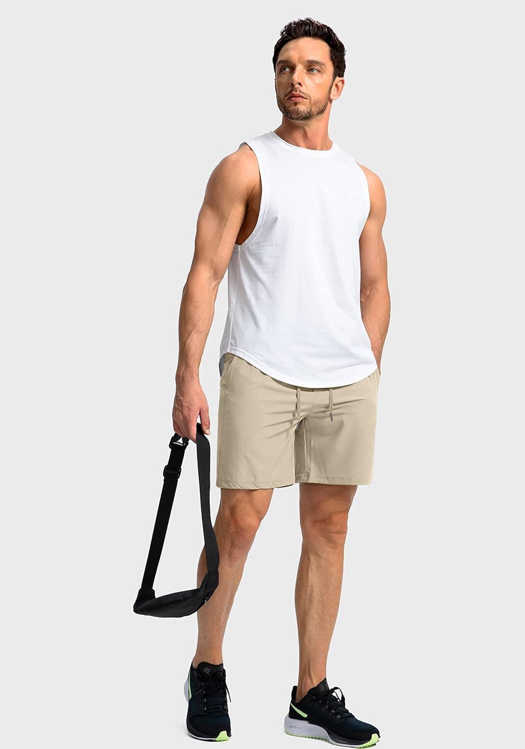 Men's Running Shorts with Zipper Pockets 9 Inch/ 7 Inch / 5 Inch Lightweight Quick Dry Gym Workout Athletic Shorts for Men 7 Inseam Large D-khaki - Image 7