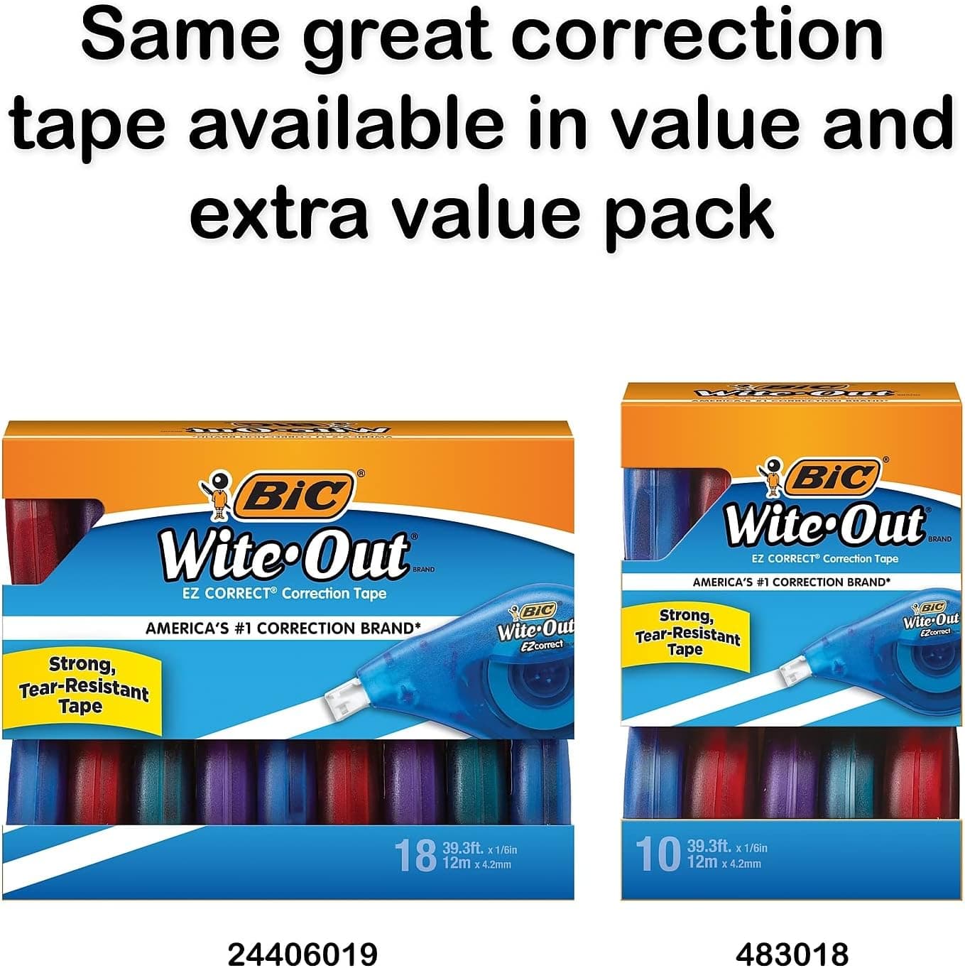 BIC Wite-Out Brand EZ Correct Correction Tape, 39.3 Feet, 2-Count Pack of White Correction Tape, Fast, Clean and Easy to Use Tear-Resistant Tape Office or School Supplies - Image 4