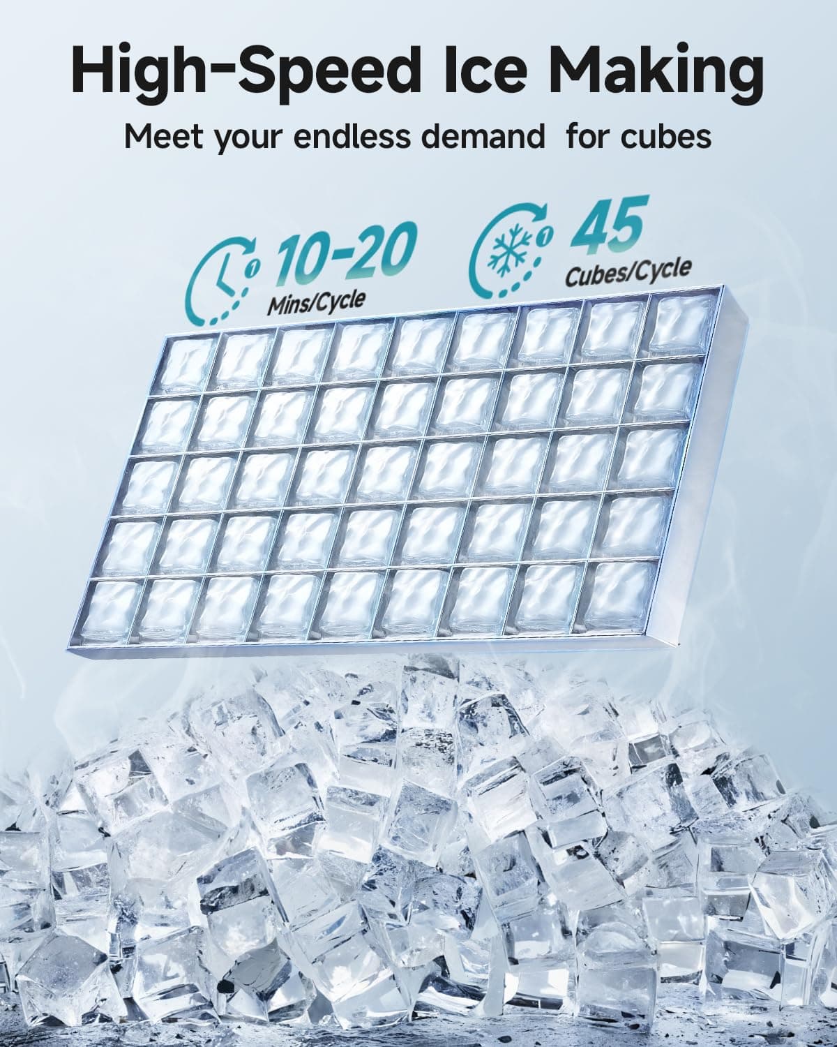 EUHOMY Commercial Ice Maker Machine, 100lbs/24H Stainless Steel Under Counter ice Machine with 33lbs Ice Storage Capacity, Freestanding Ice Maker. - Image 4