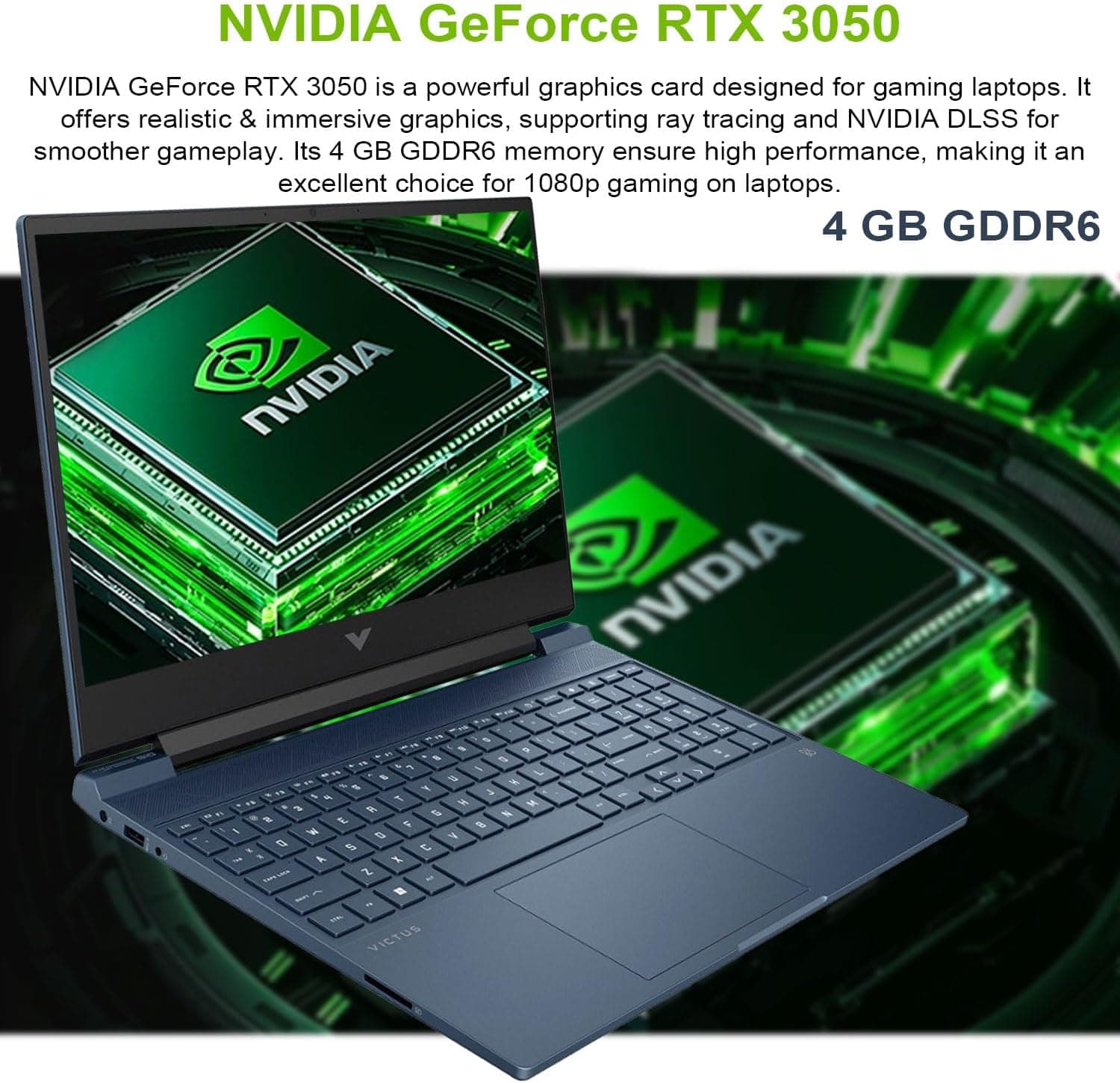 HP Victus 15.6 i5 Gaming Laptop, 15.6" FHD 1920*1080 144Hz, Intel Core i5-12450H, NVIDIA GeForce RTX 3050, 32GB RAM, 1TB SSD, Backlit KB, Touchpad, SD Card Reader, Webcam, HDMI, Wi-Fi 6, W11 H, Blue 32GB RAM | 1TB SSD - Image 3