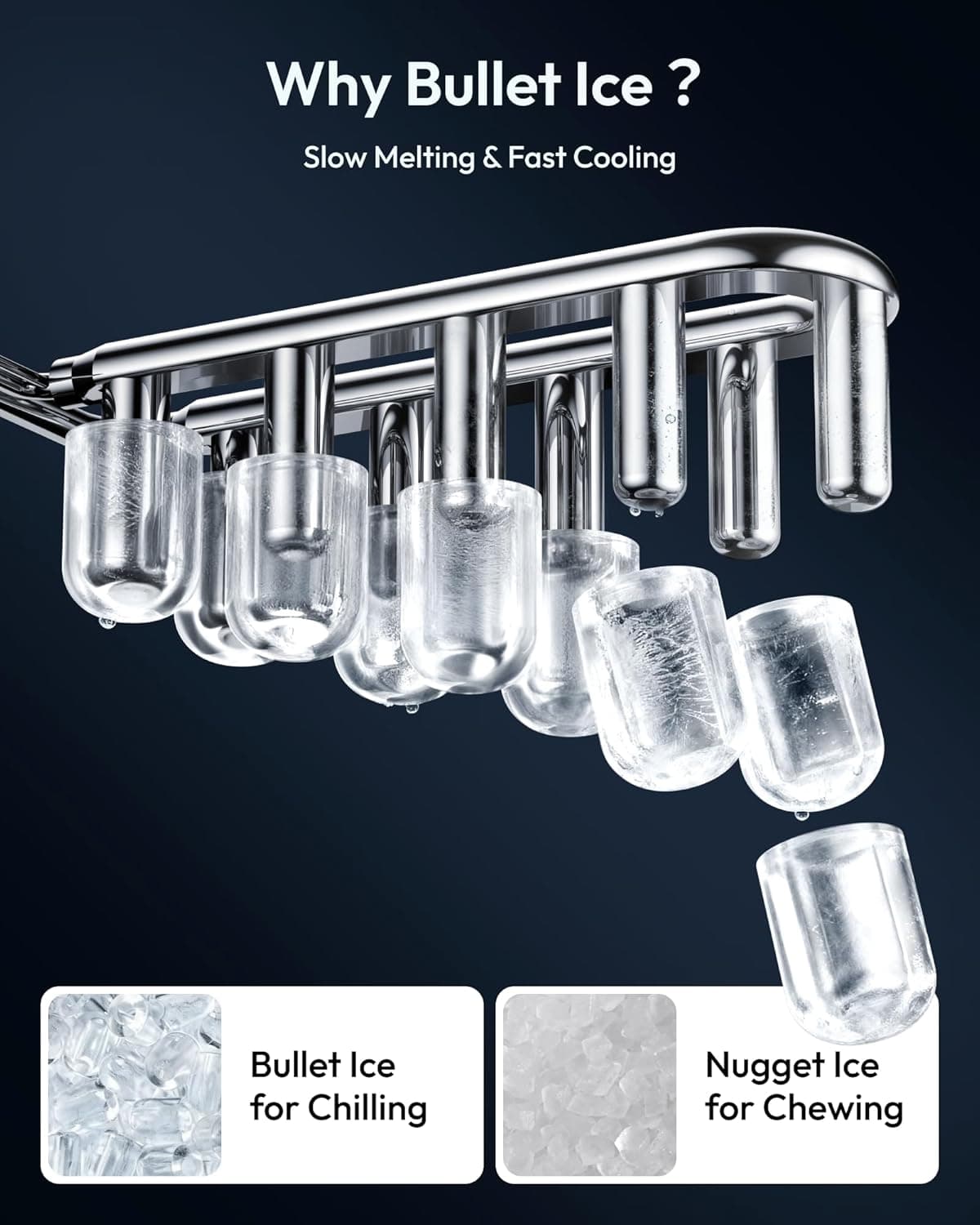 EUHOMY Countertop Ice Maker Machine with Handle, 26lbs in 24Hrs, 9 Ice Cubes Ready in 6 Mins, Auto-Cleaning Portable Ice Maker with Basket and Scoop, for Home/Kitchen/Camping/RV. (Black) ICE MACHINE 11.57"D x 11.42"W x 8.74"H Black - Image 5