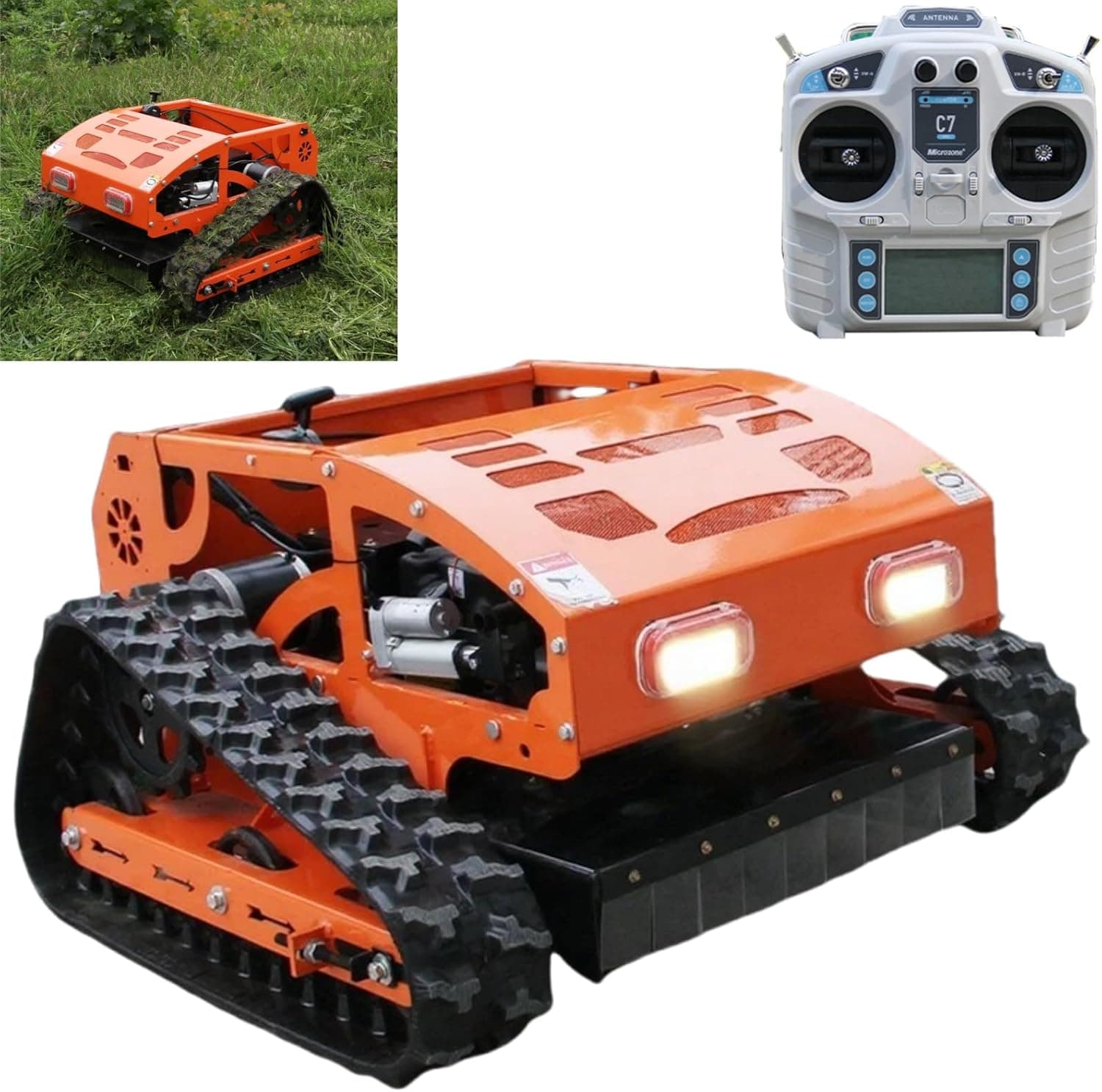 300lbs Remote Control Lawn Mower with 9Hp Four Stroke Gasoline Engine, Manganese Steel Blade, Adjustable Cutting Height and Speed, All Terrain Grass Cutter Yard Mower Remote Control (Orange) - Image 2