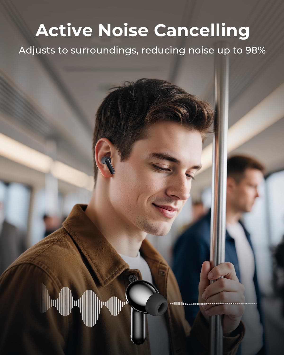 Wireless Earbuds, Ear Buds Active Noise Cancelling with Charging Case, 6.0 Bluetooth Earbuds with AI Clear Calls, 40H Playtime for Sports & Working, Stereo Sound Headphones for iPhone/Android/iPad Black - Image 4