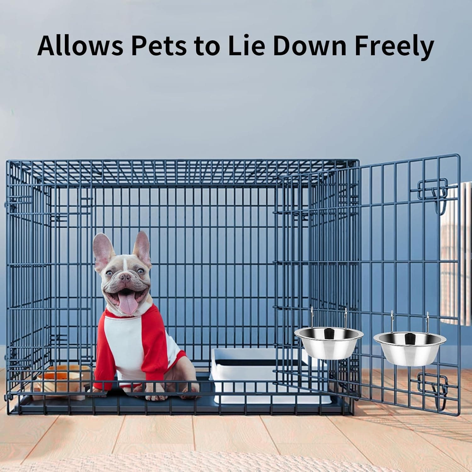 2PCS Kennel Water Bowl Hanging,Stainless Steel Puppy Bowls for Small Dog Cage,Kennel, Crate, Catio Accessories,Dog Crate Water Bowl Dish Feeder Food Holder No Spill(8oz/1cup) 8.0oz - Image 7