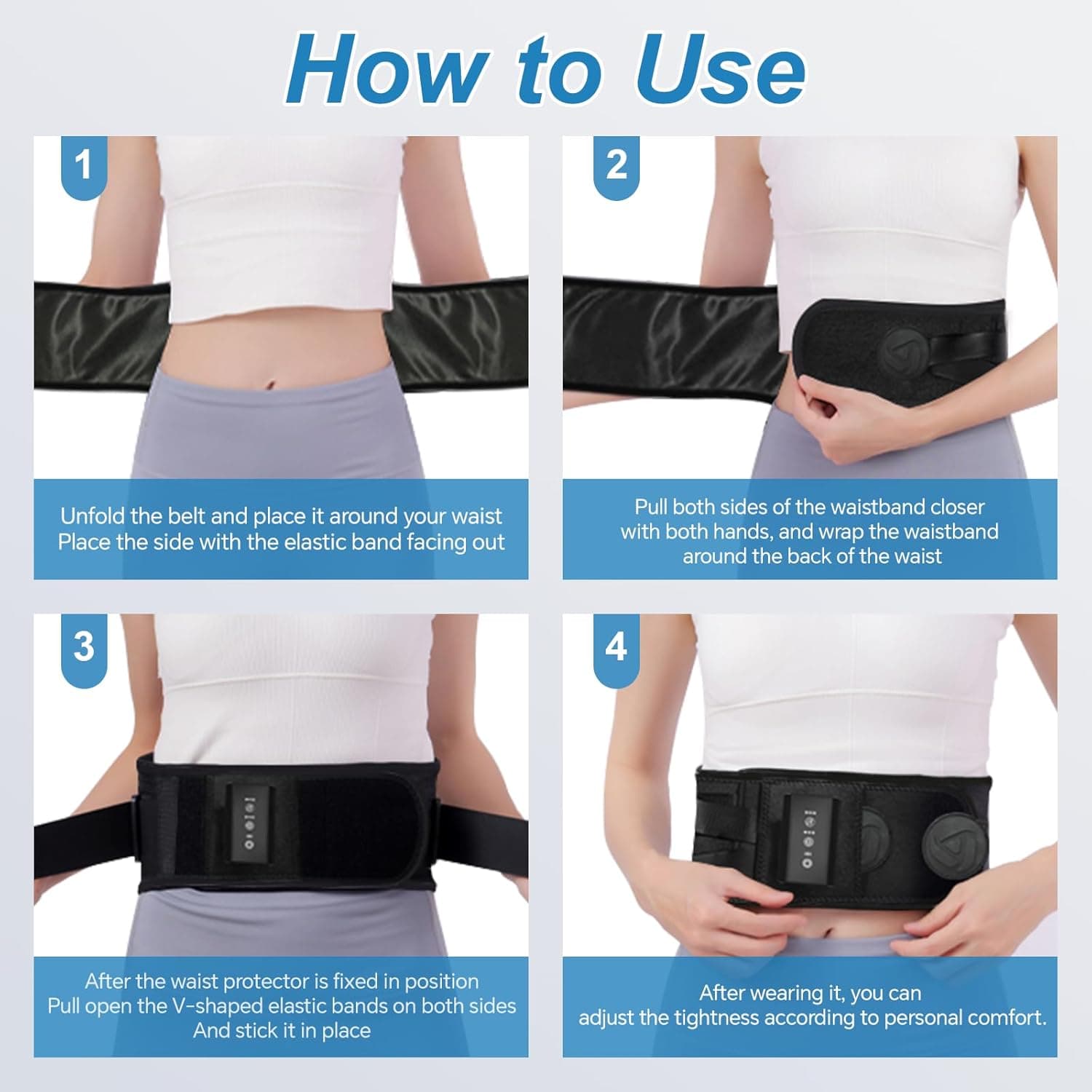 Heating Pad for Period Cramps Back Pain Relief,Electric Heating Pad for Low Back Massager,3 Heat, Black,43"x 6" +20" Extended Belt Gifts for Women/Men/Mom - Image 6