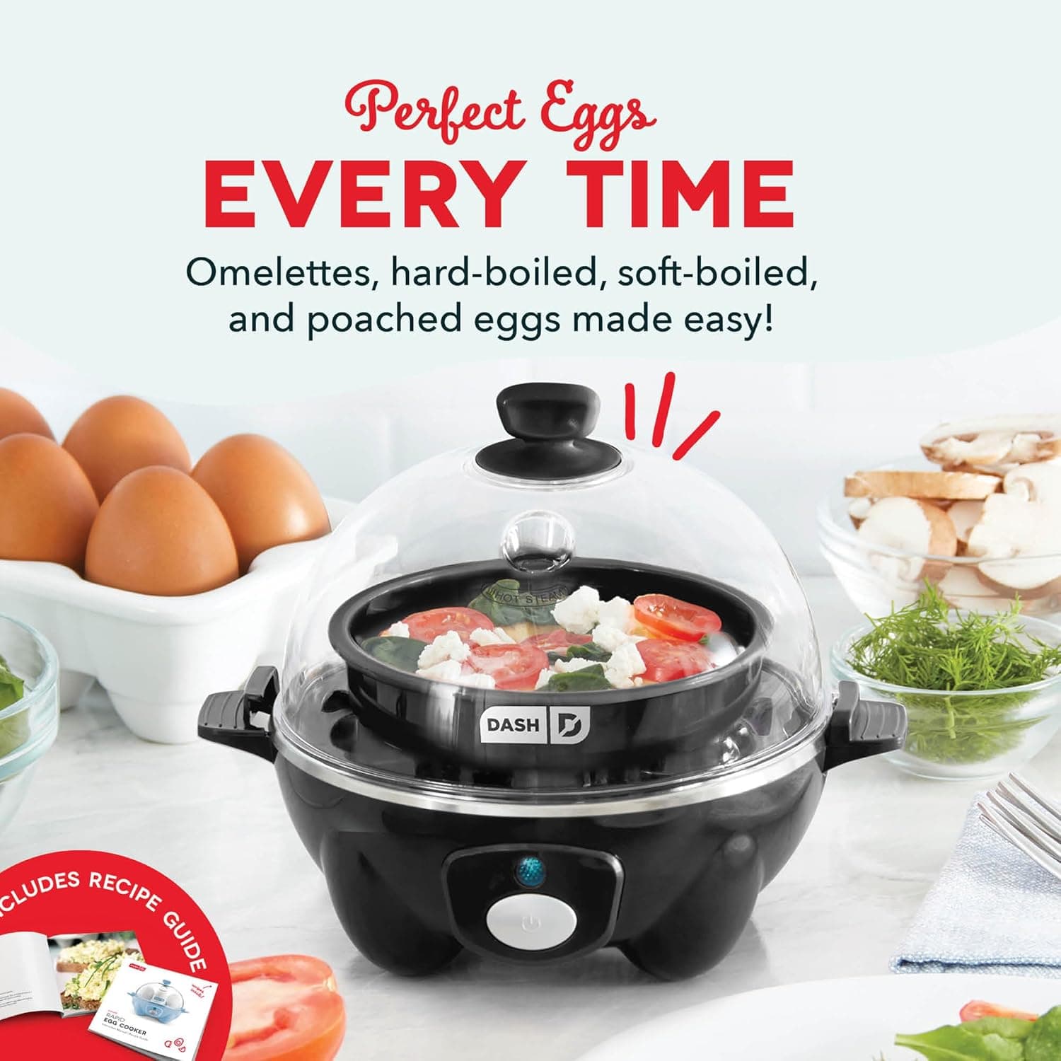 DASH Electric Rapid Egg Cooker for Hard Boiled/Poached/Scrambled Eggs or Omelets with Auto Shut-Off Feature, Black, 7 Egg Capacity 7 Eggs Black - Image 4