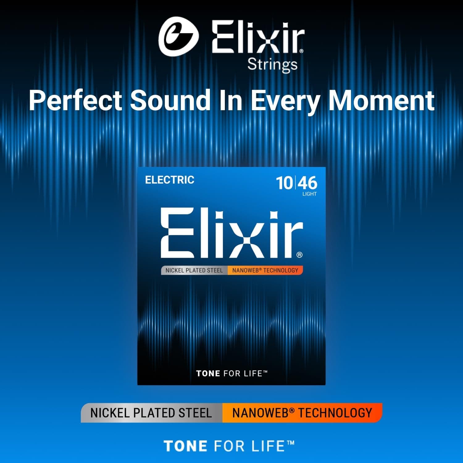 Elixir Strings, Electric Guitar Strings, Nickel Plated Steel with NANOWEB Coating, Longest-Lasting Bright Tone with Comfortable Feel, 6 String Set, Light 10-46 6 String Set Light (.010-.046) - Image 4