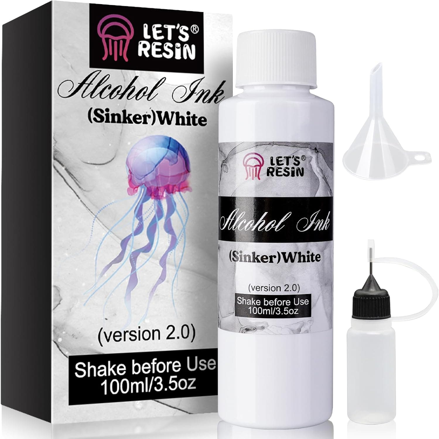 LET'S RESIN White Alcohol Ink for Epoxy Resin, Upgraded White Alcohol Ink 3.5oz/100ml, Alcohol-Based Resin Ink, White Resin Pigment for Resin Petri, Tumblers, Painting, Resin Art - Image 2