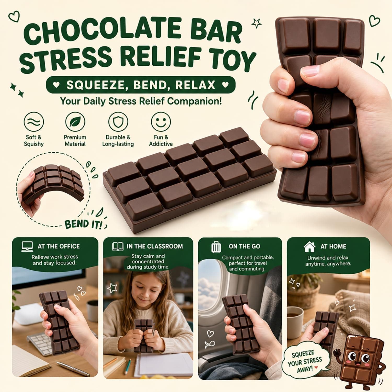 Amazon.com: Chocolate Squishy Toy, Squishies Slow Rising Stress Relief Squeeze Fidget Toy, Soft Simulation Food Squishy for Kids Anxiety Relief Birthday Gifts Party Favors : Toys & Games - Image 5
