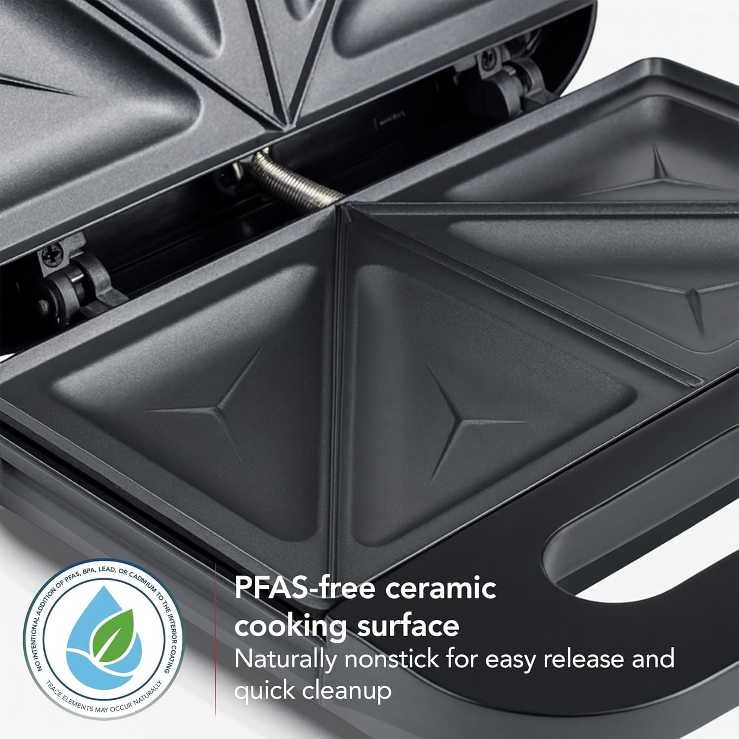 OVENTE Electric Sandwich Maker with Non-Stick Plates, Indicator Lights, Cool Touch Handle, Easy to Clean and Store, Perfect for Cooking Breakfast, Grilled Cheese, Tuna Melts and Snacks, Black GPS401B - Image 2