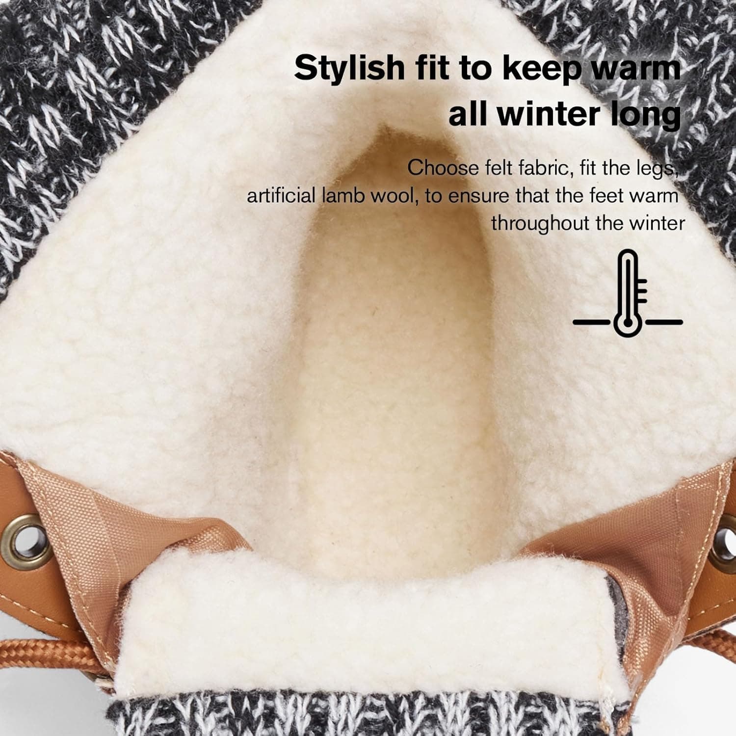 ALEADER Womens Winter Snow Boots | Waterproof Shell | Duck Boots 6 Brown Grey - Image 3