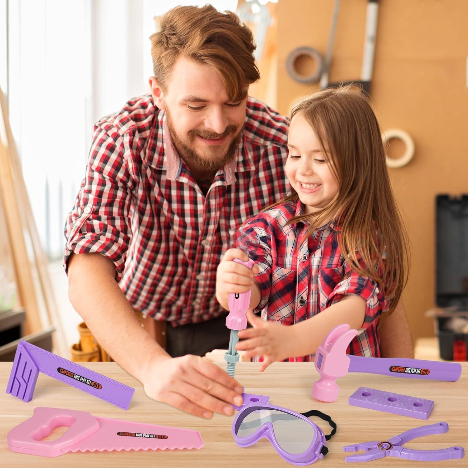 Kids Tool Set with Toy Drill, Toy Tool Box, Construction Tools, Pretend Play Toddler Girl Toys Gifts for Toddlers Kids Aged 3 4 5 6 7 - Image 6