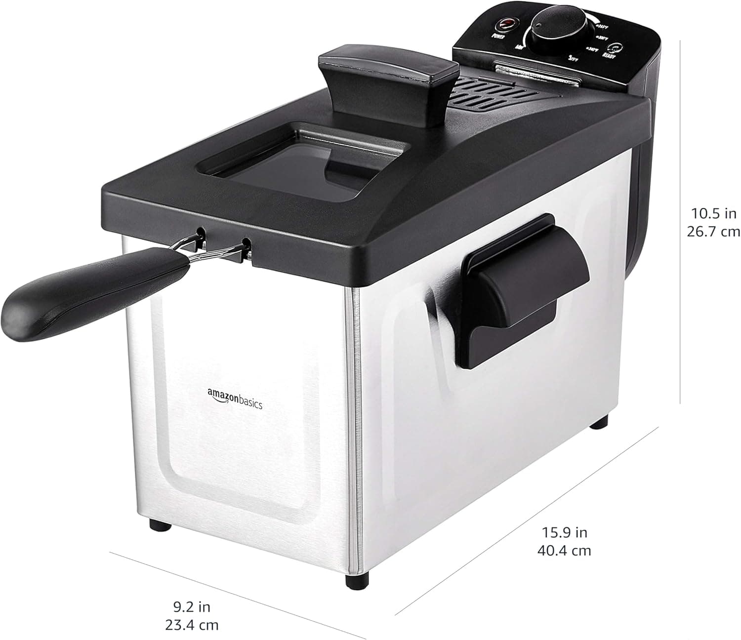 Amazon Basics 3.2-Qt (3.0L) Deep Fryer with 12-Cup Oil Capacity, Adjustable Temperature, Easy Draining Basket, Stainless Steel Exterior, Viewing Window, 1500W, Black & Silver 3.2-Qt, Black & Silver - Image 6
