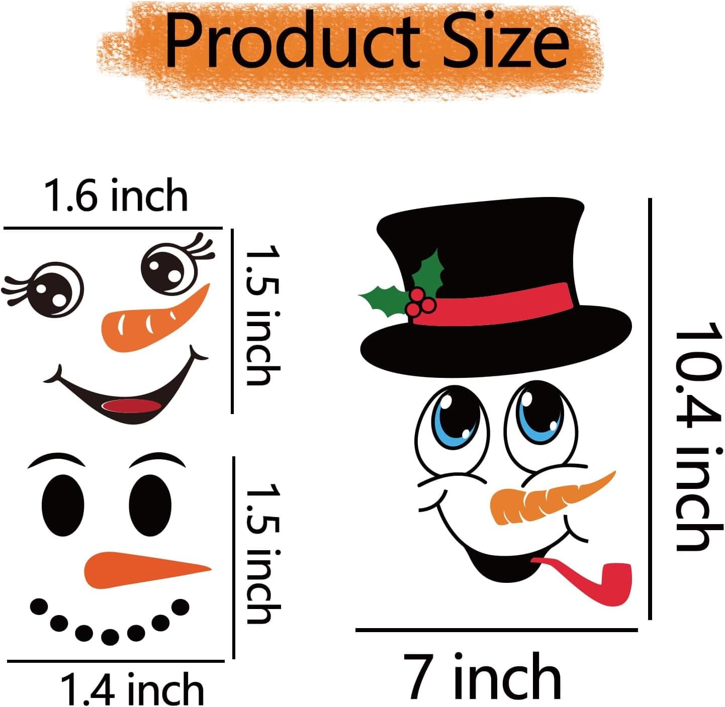 41 PCS Snowman Face Stickers for Crafts Christmas Vinyl Snowman Face Decals for Ornaments Glass Water Bottles Cup Window Wall Christmas Decorations (41Pcs Snowmen Faces) 41Pcs Snowman Face - Image 5