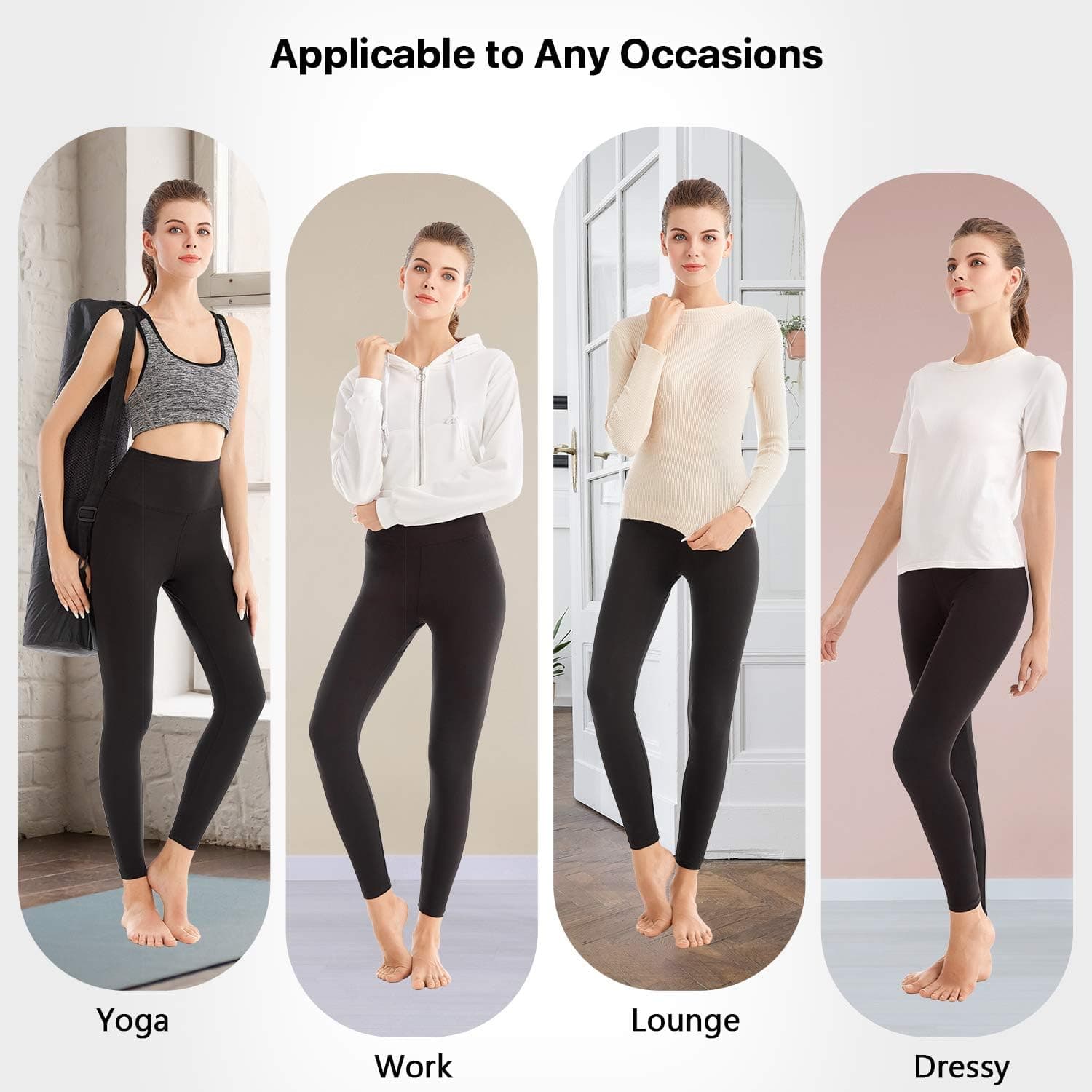 SINOPHANT High Waisted Leggings for Women - Full Length Capri Buttery Soft Yoga Pants for Workout Athletic Full Length Large-X-Large Black - Image 6
