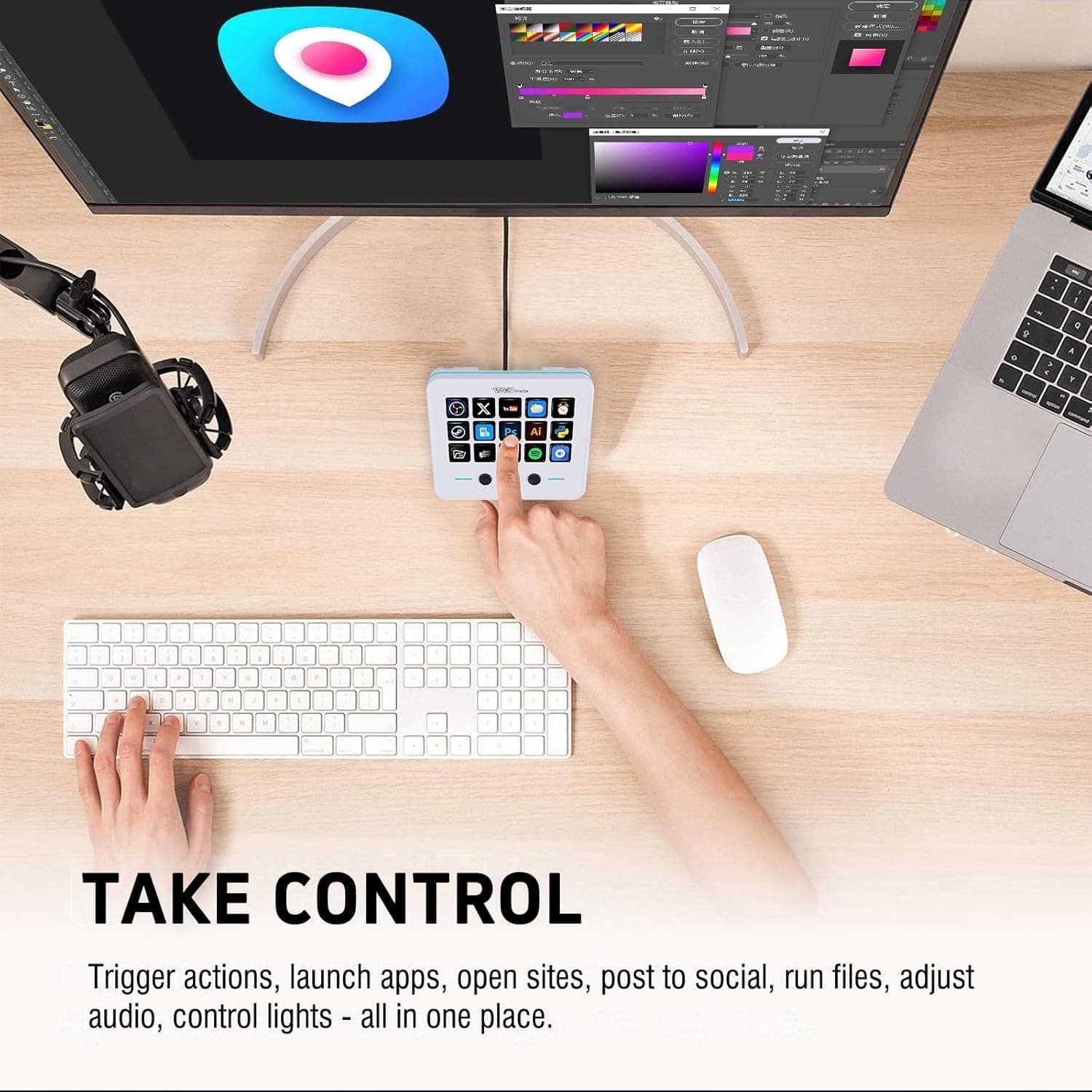 Macro Keypad, Stream Controller Deck Gaming Streaming Shortcut Keyboard, 18 Programmable Keys Customizable Visual AI Pad USB Soundboard for OBS, YouTube, Desk Office Setup, Laptop, PC, Mac - Image 6