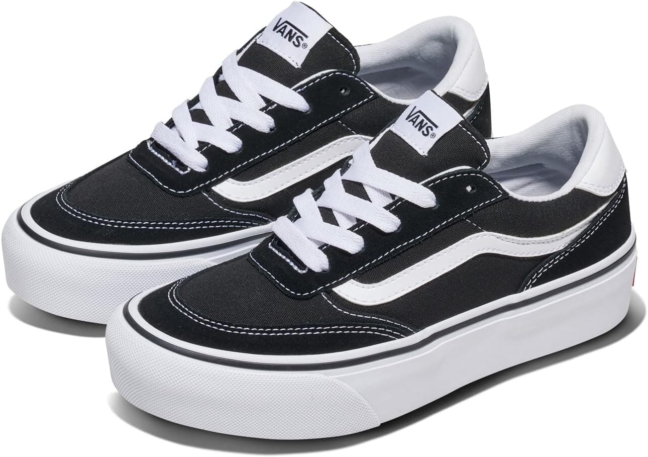 Vans Womens Brooklyn Ls Platform Shoe | Chunky Low-top Sneakers for Fashion, Work & Casual Wear 8 Suede/Canvas Black/White - Image 3