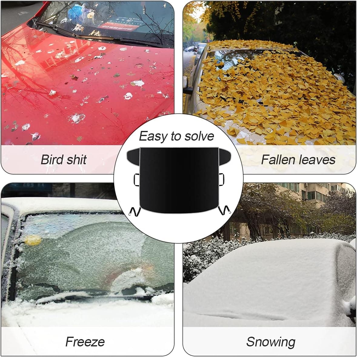 Windshield Snow Cover for Cars, Trucks, Vans - Waterproof, Windproof Winter Frost and Ice Removal Sunshade With Side Mirror Covers Black - Image 5