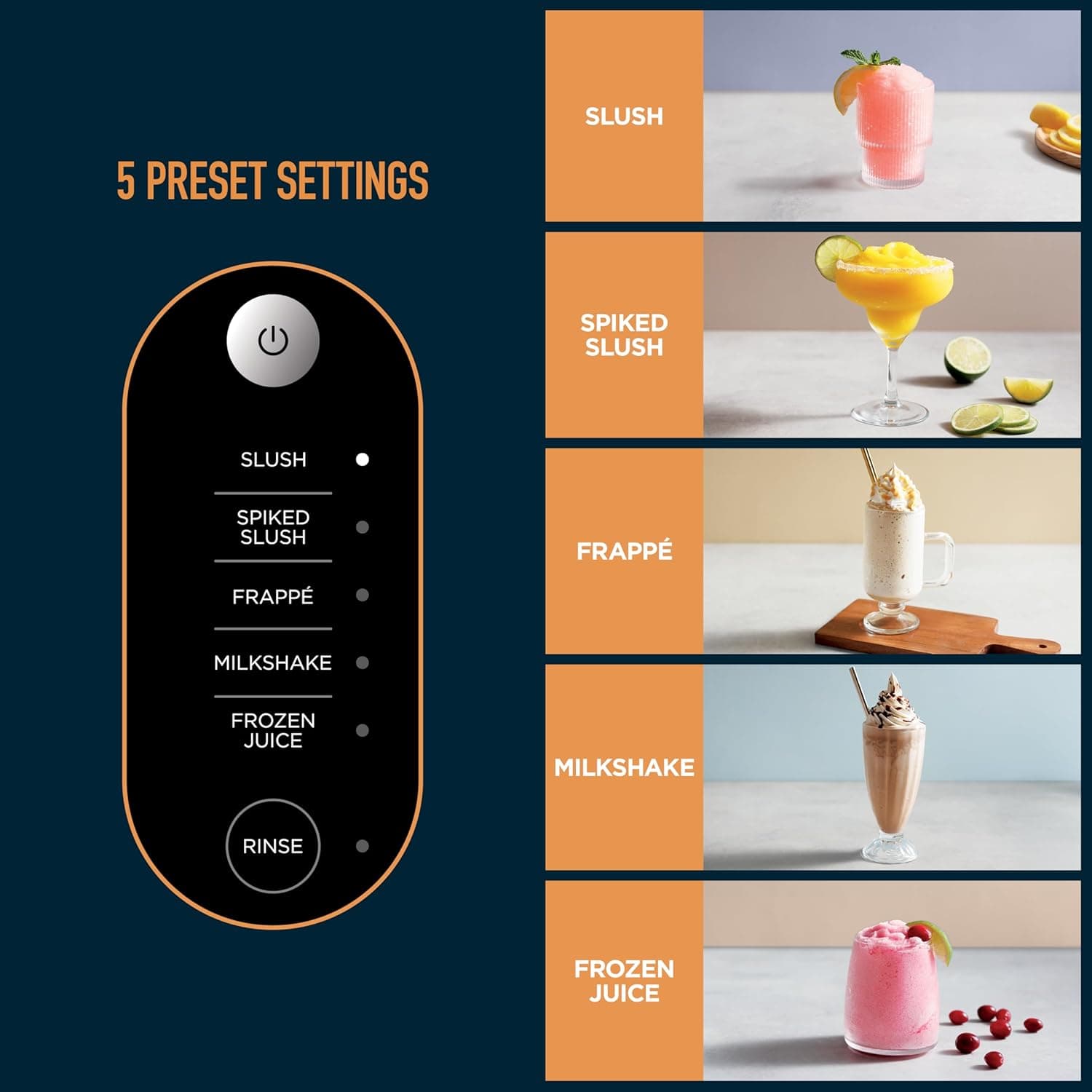 Ninja SLUSHi with RapidChill Technology, 88 oz. Frozen Drink & Slushie Machine, 5 Preset Programs, Margaritas, Frappés, and More, Premium Accents, Black, FS301 - Image 6