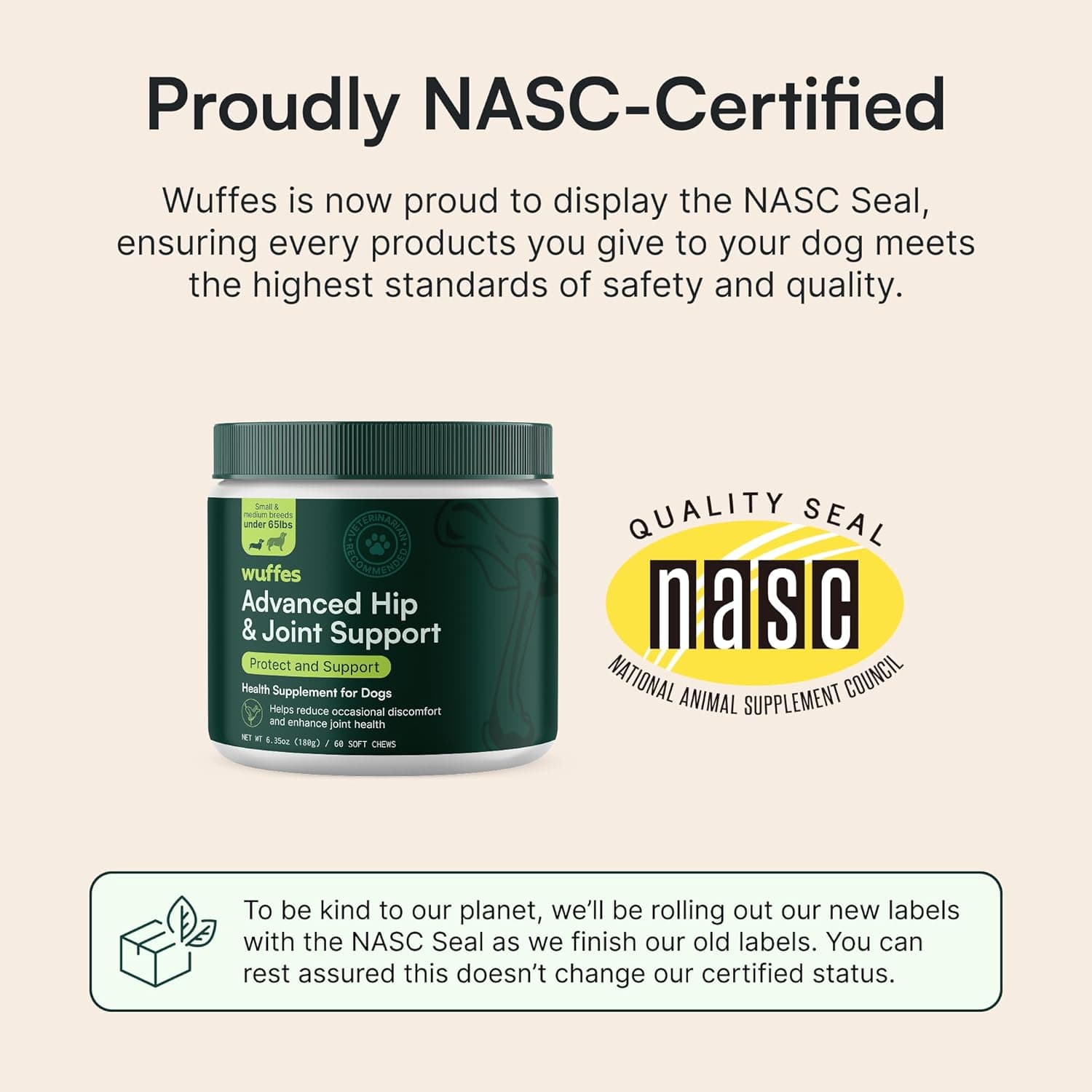 Wuffes Advanced Dog Hip and Joint Supplement with Glucosamine, Chondroitin, Omega 3, MSM, and Green Lipped Mussel, 60 Pork Flavored Chews for Small and Medium Dog Breeds Small & Medium Breed Pack of 1 - Image 3