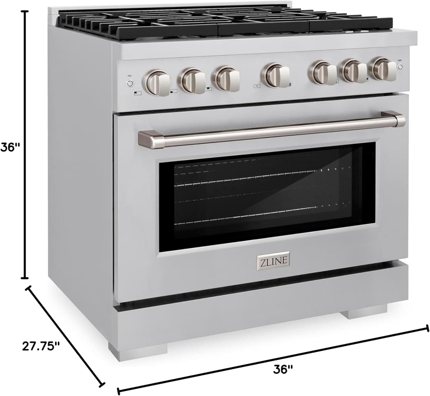 ZLINE 36 in. 5.2 cu. ft. Gas Range with Convection Gas Oven in Stainless Steel with 6 Brass Burners (SGR-BR-36) - Image 10