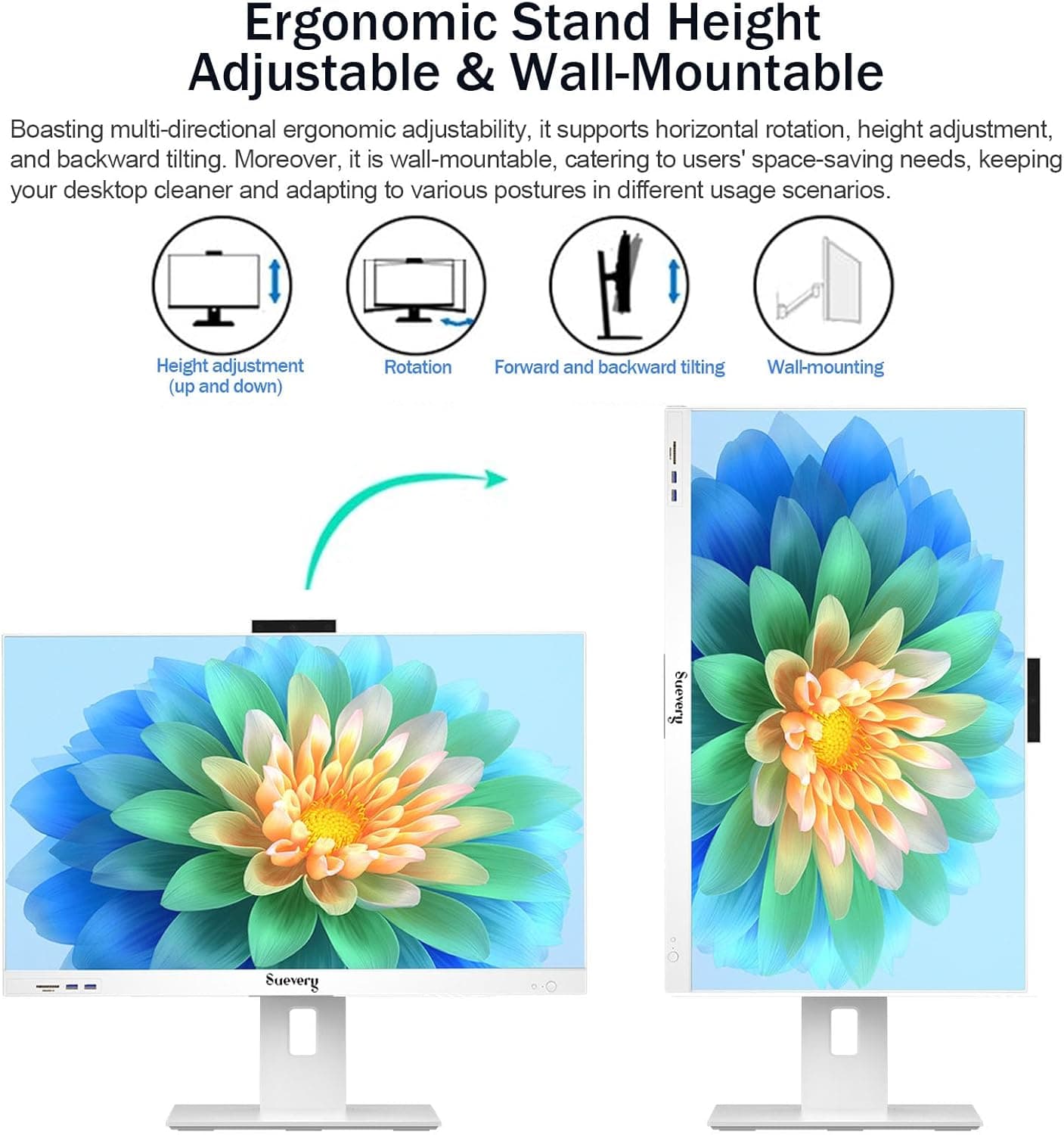 27 Inch 120Hz QHD All-in-One Desktop Computer 1TB SSD for Home &Office,Students & Business 32GB RAM Core I5(6Cores Up to 4.4G) Wi-Fi 6 2K 27" All in One Gaming PC White Not Touchscreen 27Inch-2K-120Hz Core I5 - Image 8