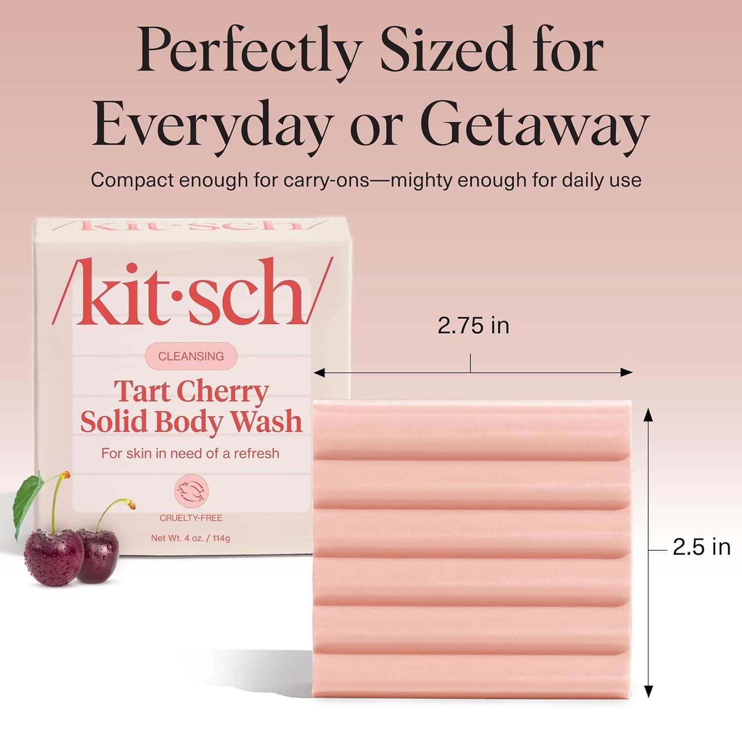 Kitsch Cleansing Tart Cherry Soap Bar with Refreshing Scent - Eco-Friendly Body Wash Women Love - Cherry Solid Bar Soap for Daily Use - Silicone, Sulfate and Paraben Free, Made in USA - 4oz - Image 4