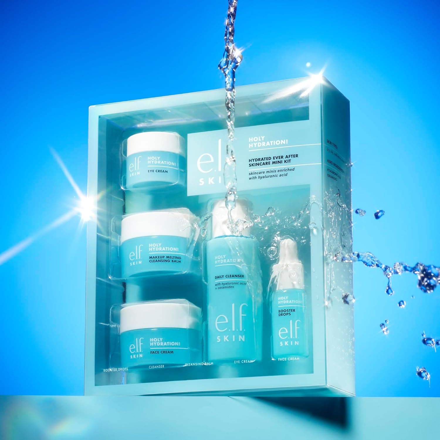 e.l.f. SKIN Holy Hydration! Hydrated Ever After Skincare Mini Kit, Cleanser, Makeup Remover, Moisturizer & Eye Cream For Hydrating Skin, Airplane-Friendly Sizes - Image 3