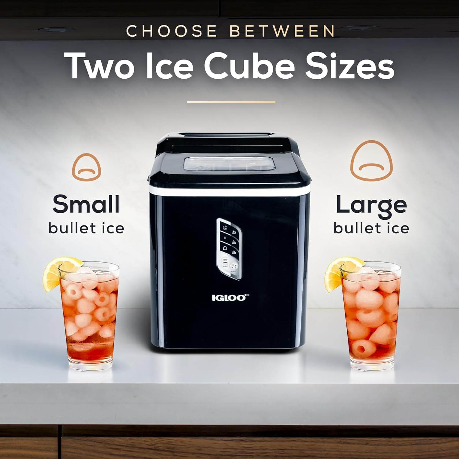 Igloo Automatic Ice Maker, Self- Cleaning, Countertop Size, 26 Pounds in 24 Hours, 9 Large or Small Ice Cubes in 7 Minutes, LED Control Panel, Scoop Included, Perfect for Water Bottles, Mixed Drinks Black 26 Lb Pro - Image 5