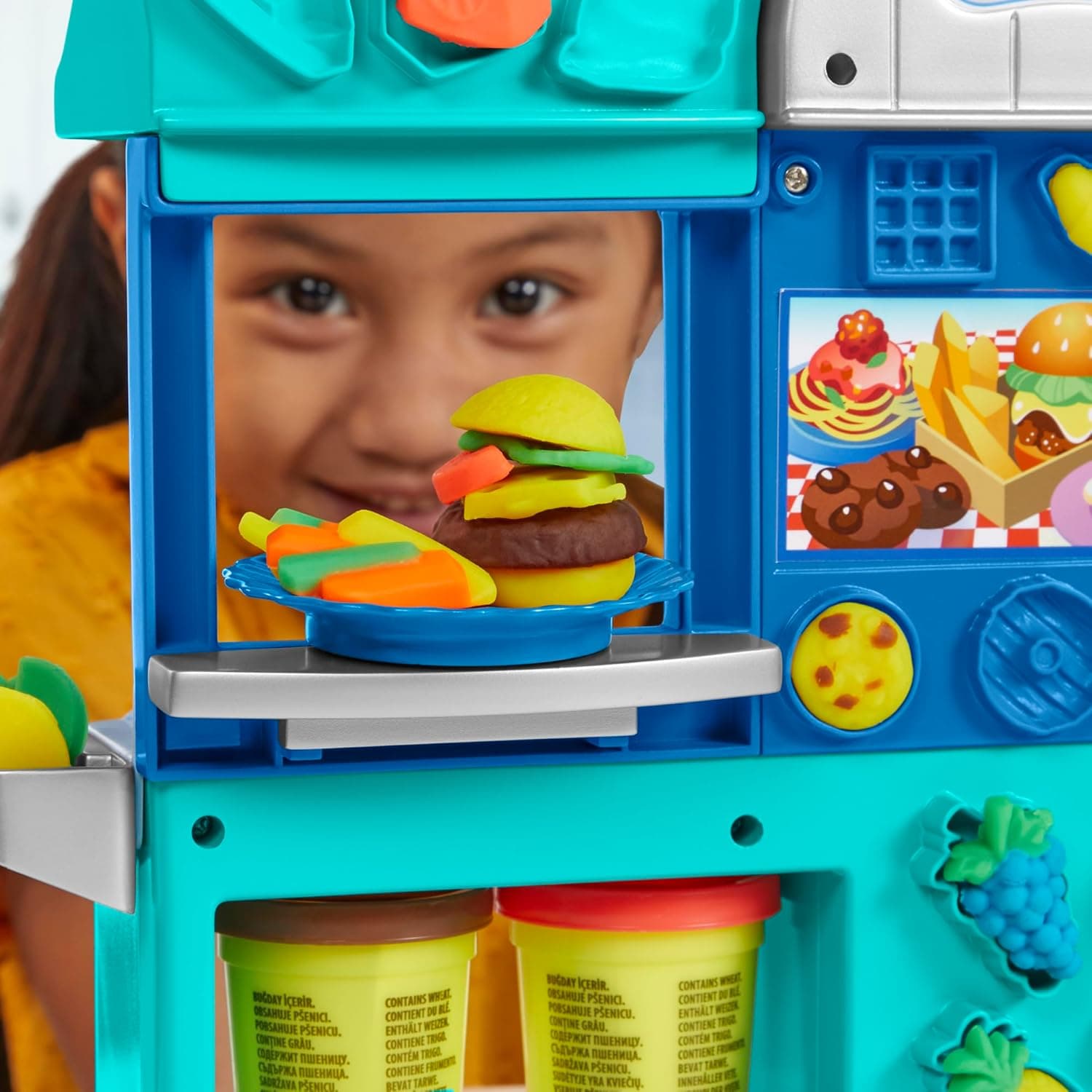 Play-Doh Kitchen Creations Busy Chef's Restaurant Playset, 2-Sided Play Kitchen Set, Preschool Cooking Toys, Kids Arts & Crafts, Ages 3+ - Image 5