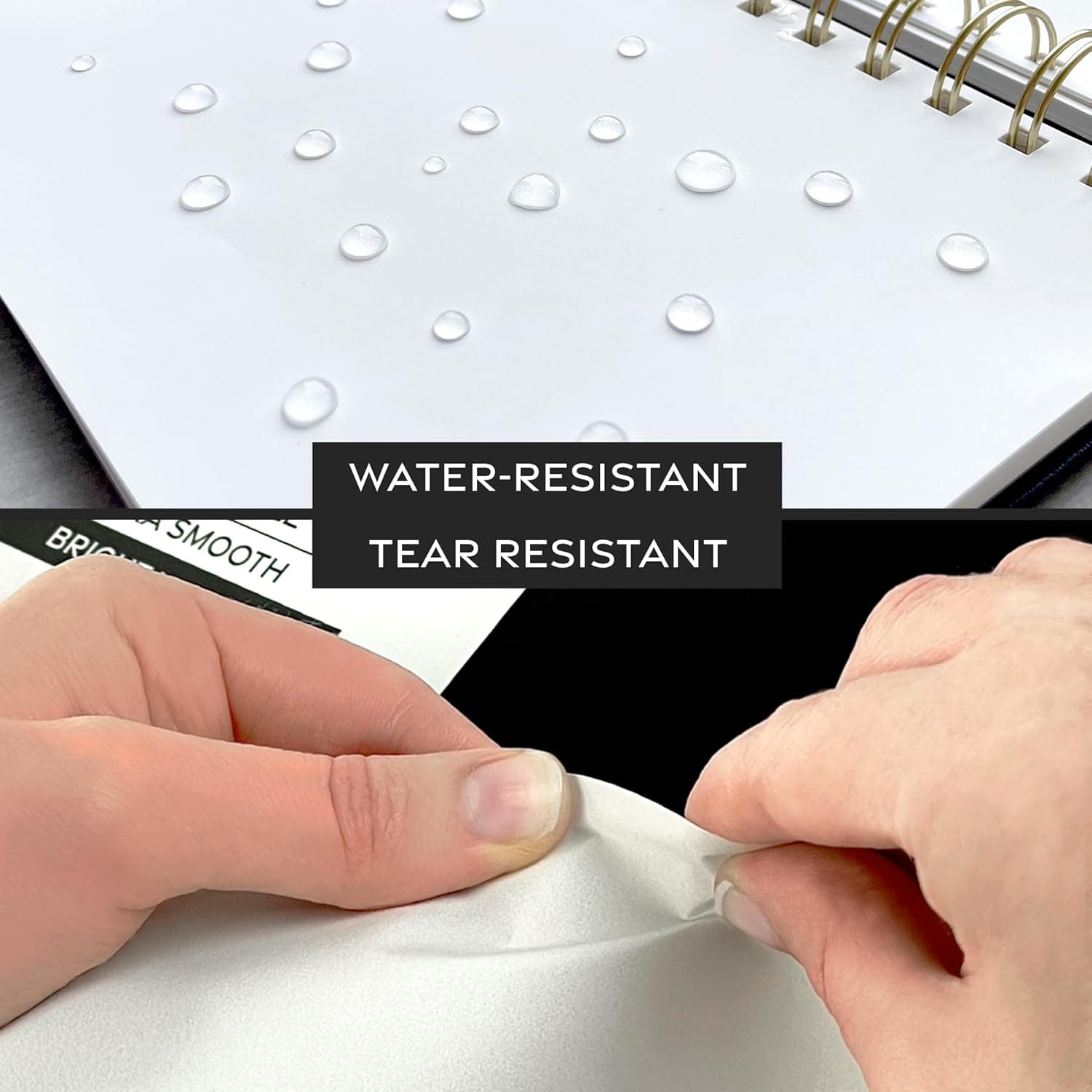 ArtSkills Stone Paper Sketchbook, Spiral Bound Stone Paper Notebook No Lines, 9x12 Waterproof Journal, Aesthetic Sketchbook Blank Pages for School, Work, Drawing, Sketching - Black, 100 Sheets - Image 4