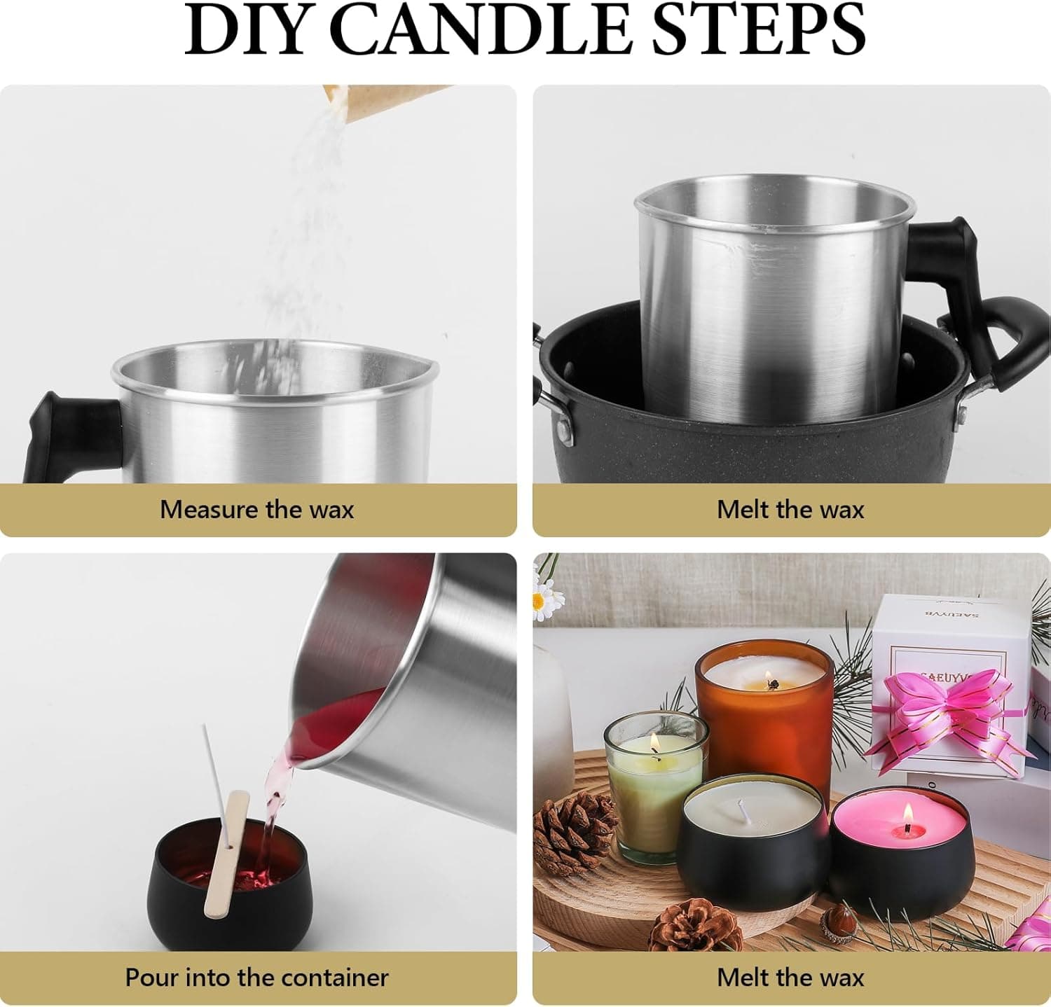 SACATR 5LB Soy Wax para sa Paggawa ng Kandila, 100% Soy Wax - Natural na Wax ng Kandila - Walang additives at Purong, Premium na Kalidad na Wax para sa Paggawa ng Kandila - Image 7