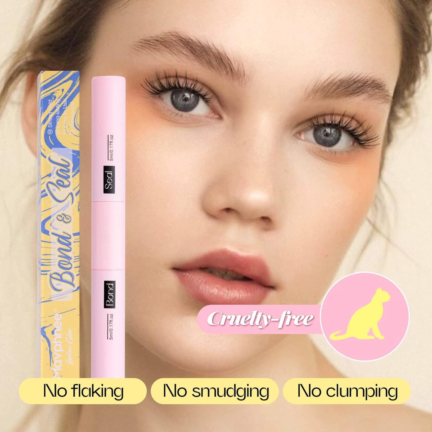 Lash Glue Bond and Seal Long Lasting Strong Hold Waterproof 2 in 1 Cluster Eyelash Glue for DIY Lash Extensions by Mavphnee Lash Bond and Seal - Image 9