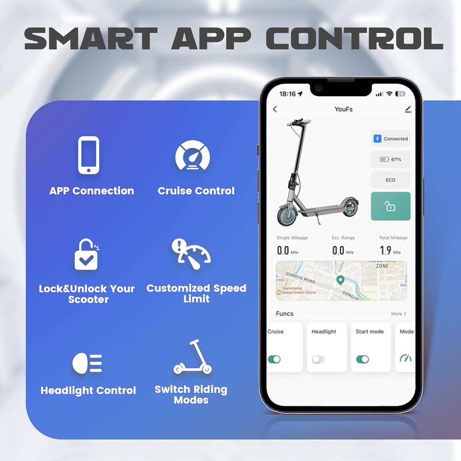 Electric Scooter Adult, 19/25 MPH Max Speed, 15-28 Miles Long Range, Foldable E Scooter with 8.5"/10" Tires, 350W/500W/600W Motor, Commuting Scooters with Dual Brakes 350W-7.8AH-15Miles-Blue - Image 8