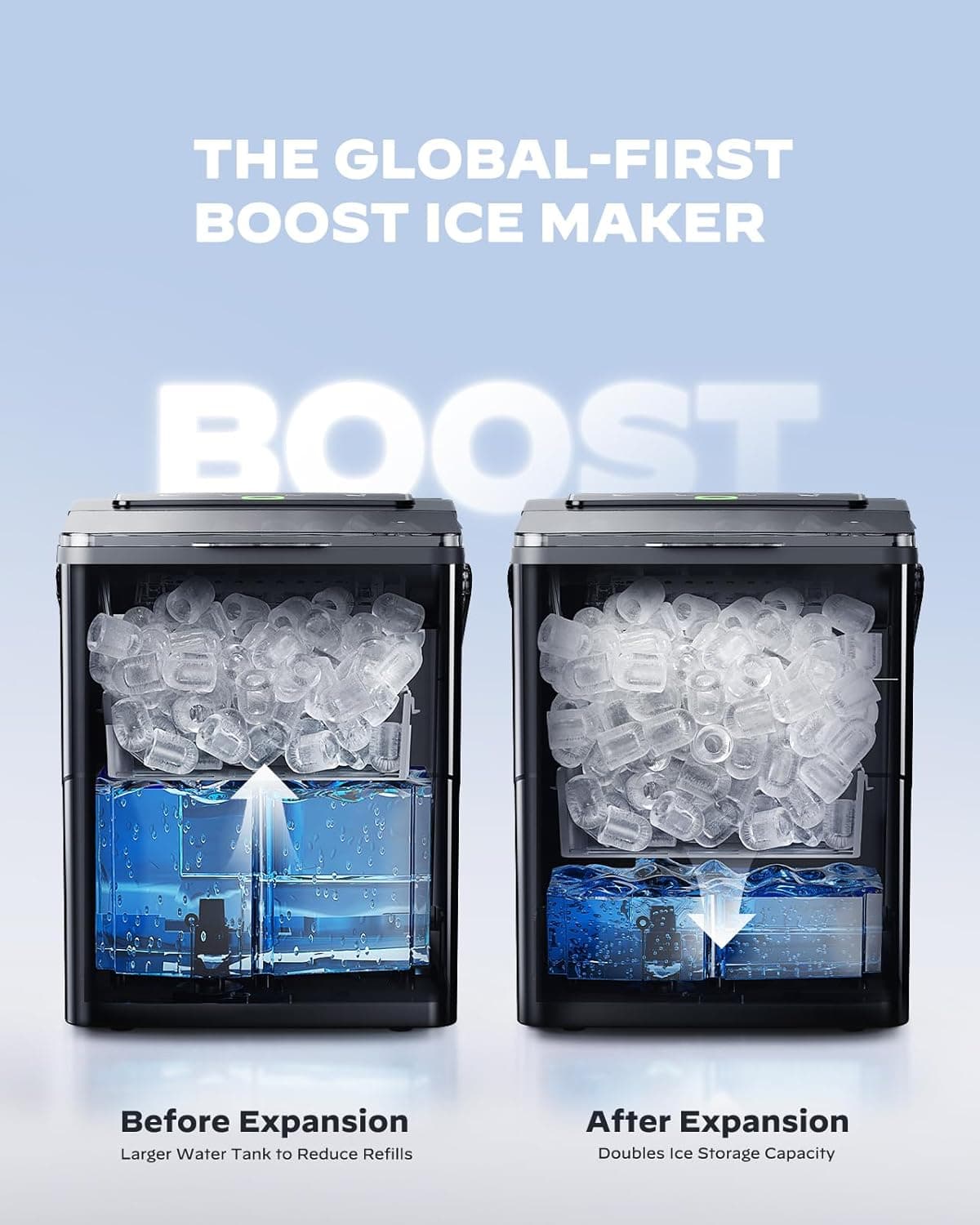 Countertop Ice Maker, Compact Ice Maker with Larger 2.5L Expanding Ice Basket & 1.8L Water Tank, Smart Touch Control, 9 ICES in 6 Mins, Self-Cleaning, for Home/Party/Office/RV - Image 3