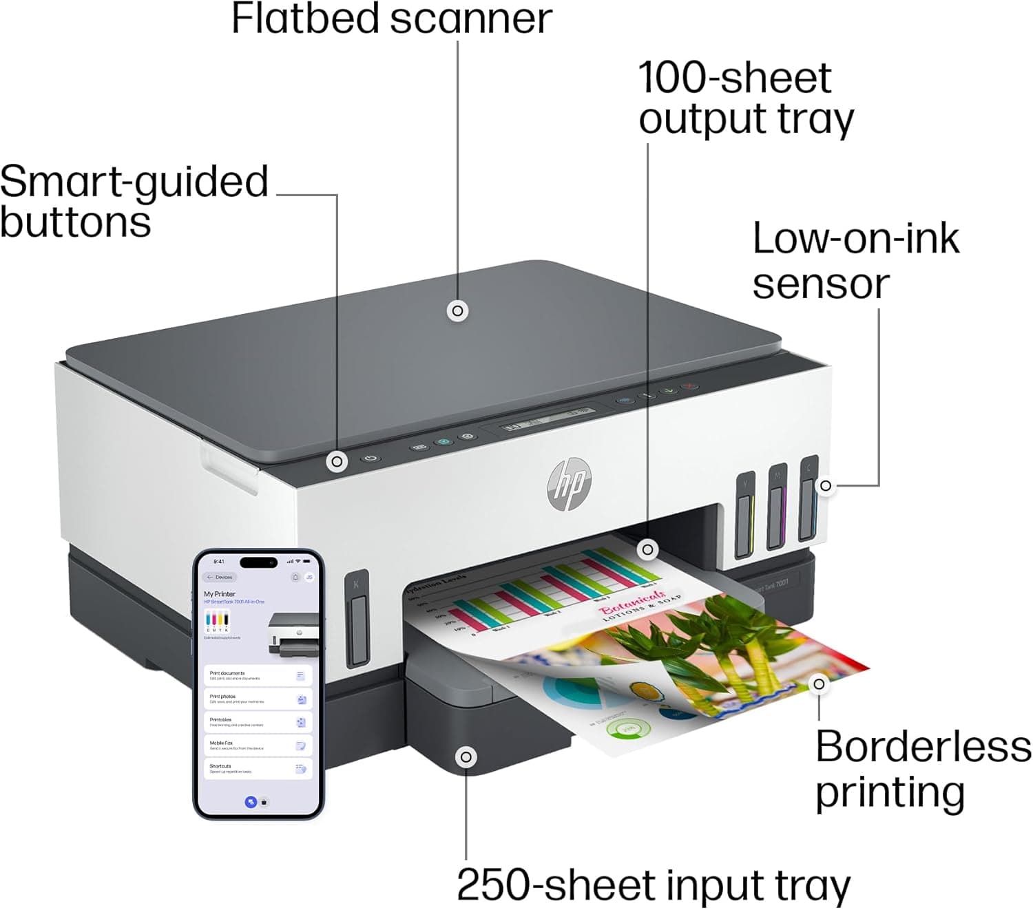 HP Smart Tank 7001 Wireless All-in-One Ink Tank Printer, Scanner, Copier with 2 Years of Ink Included, Best-for-Home Office, Cartridge-Free Refillable, AI-Enabled (28B49A) - Image 11